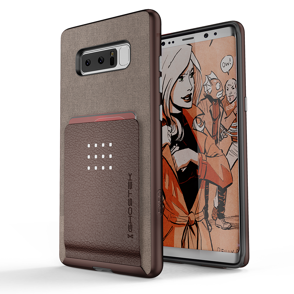 Galaxy Note 8 Case, Ghostek Exec 2 Slim Hybrid Impact Wallet Case for Samsung Galaxy Note 8 Armor | Brown
