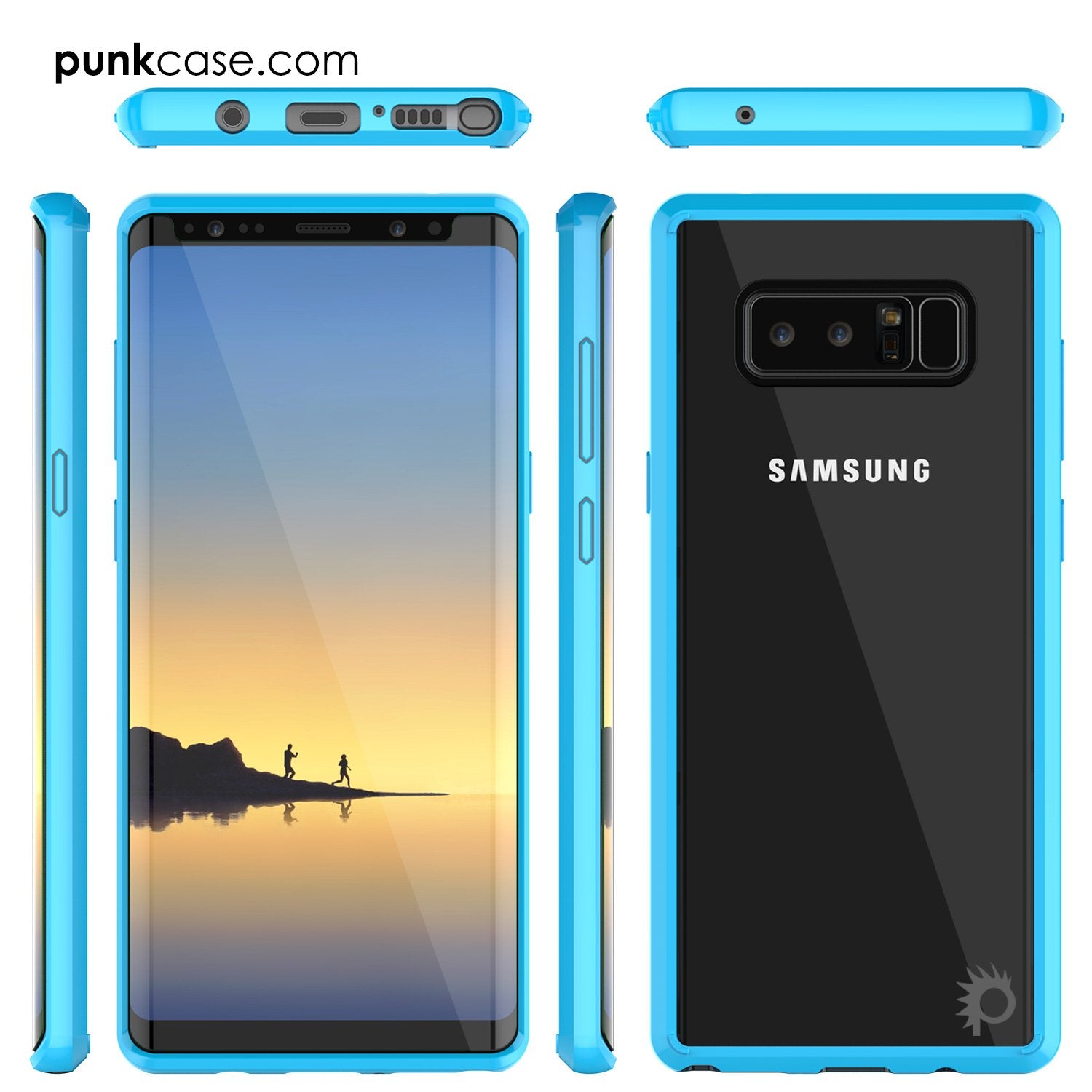 Galaxy Note 8 Case, PUNKcase [LUCID 2.0 Series] [Slim Fit] Armor Cover w/Integrated Anti-Shock System & PUNKSHIELD Screen Protector [Light Blue] - PunkCase NZ