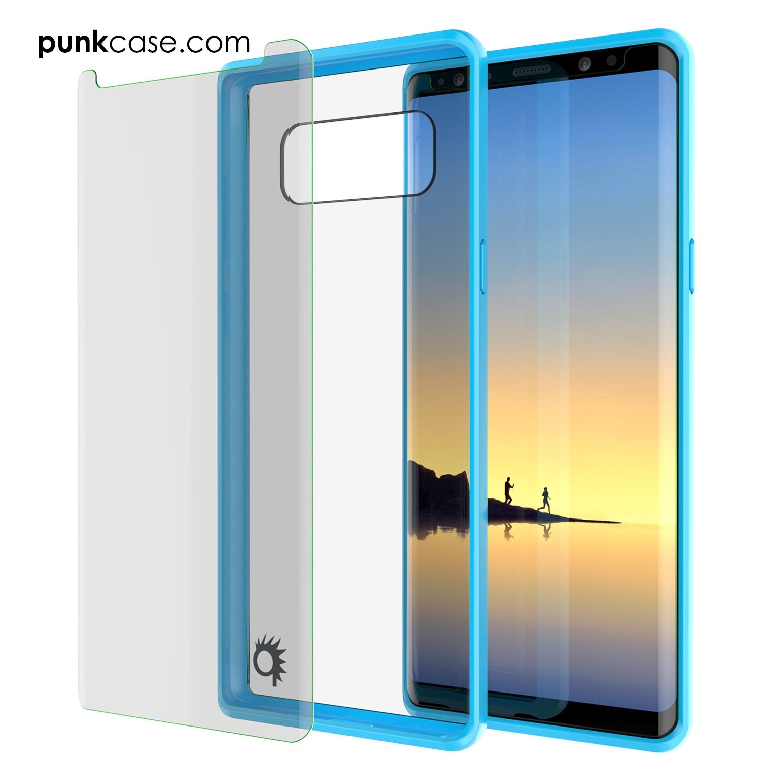 Galaxy Note 8 Case, PUNKcase [LUCID 2.0 Series] [Slim Fit] Armor Cover w/Integrated Anti-Shock System & PUNKSHIELD Screen Protector [Light Blue] - PunkCase NZ