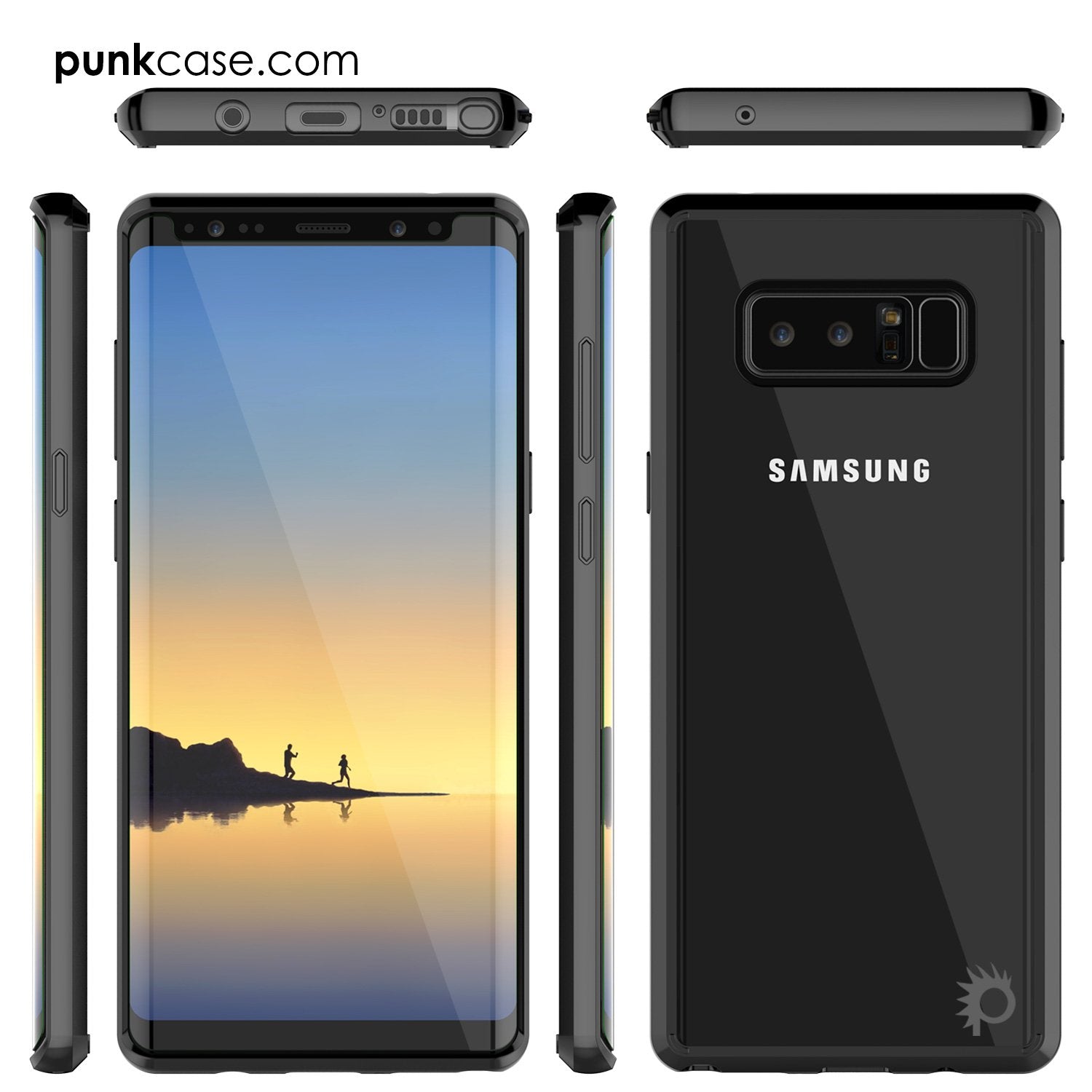 Galaxy Note 8 Case, PunkCase [LUCID 2.0 Series] [Slim Fit] [Clear Back] Armor Cover w/Integrated Anti-Shock System [Black] - PunkCase NZ