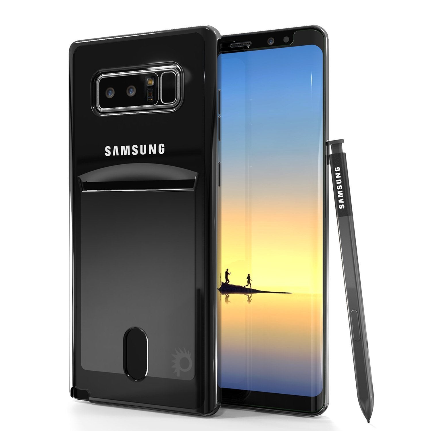 Galaxy Note 8 Case, PUNKCASE® LUCID Black Series | Card Slot | SHIELD Screen Protector | Ultra fit