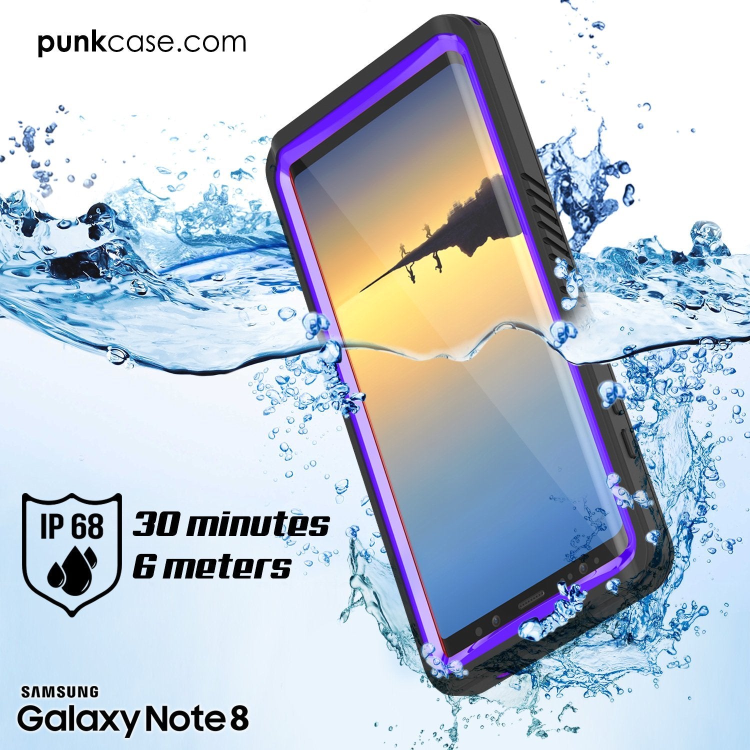 Galaxy Note 8 Case, Punkcase [Extreme Series] [Slim Fit] [IP68 Certified] [Shockproof] Armor Cover W/ Built In Screen Protector [Purple] - PunkCase NZ