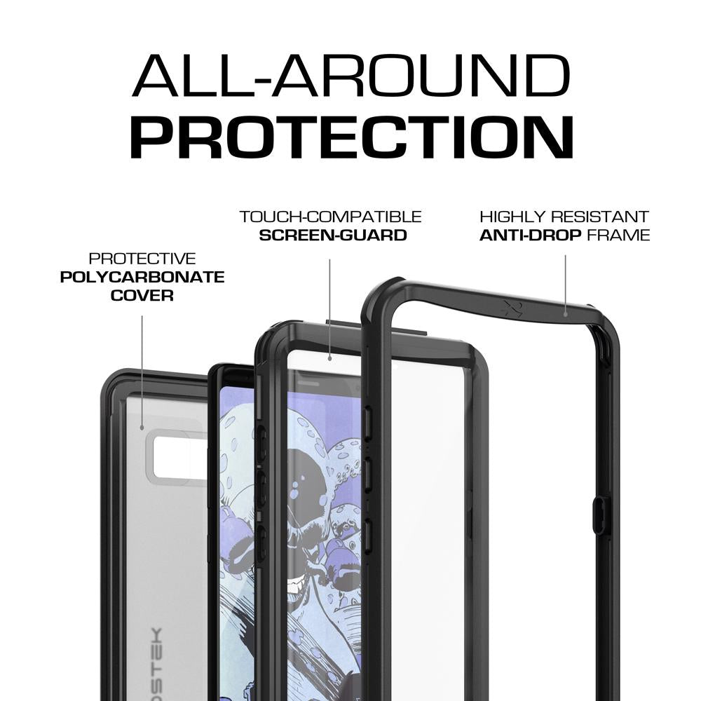 Galaxy Note 8, Ghostek Nautical Series Waterproof Case for Samsung Galaxy Note 8 Heavy Duty | Black - PunkCase NZ