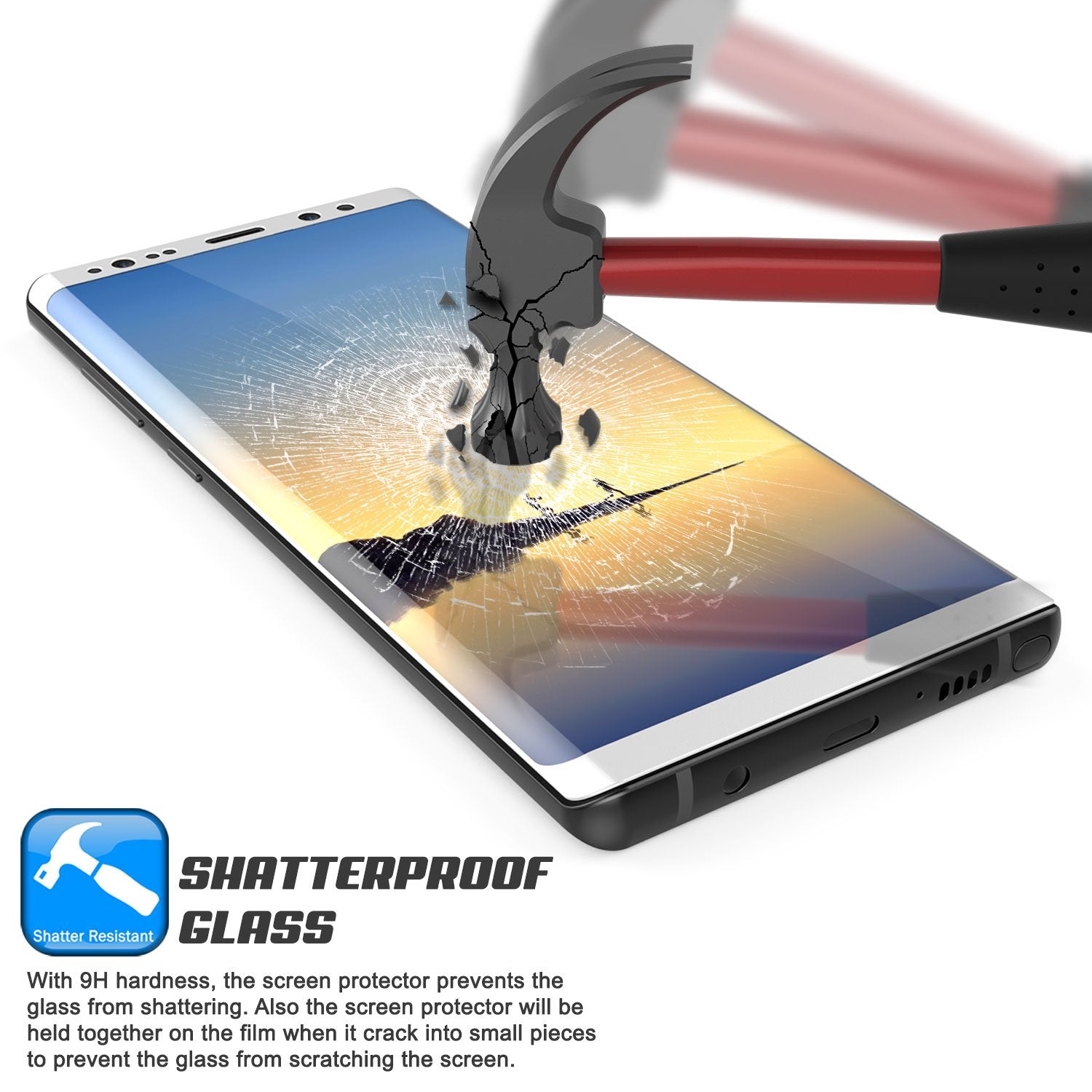 Galaxy Note 8  White Punkcase Glass SHIELD Tempered Glass Screen Protector 0.33mm Thick 9H Glass - PunkCase NZ