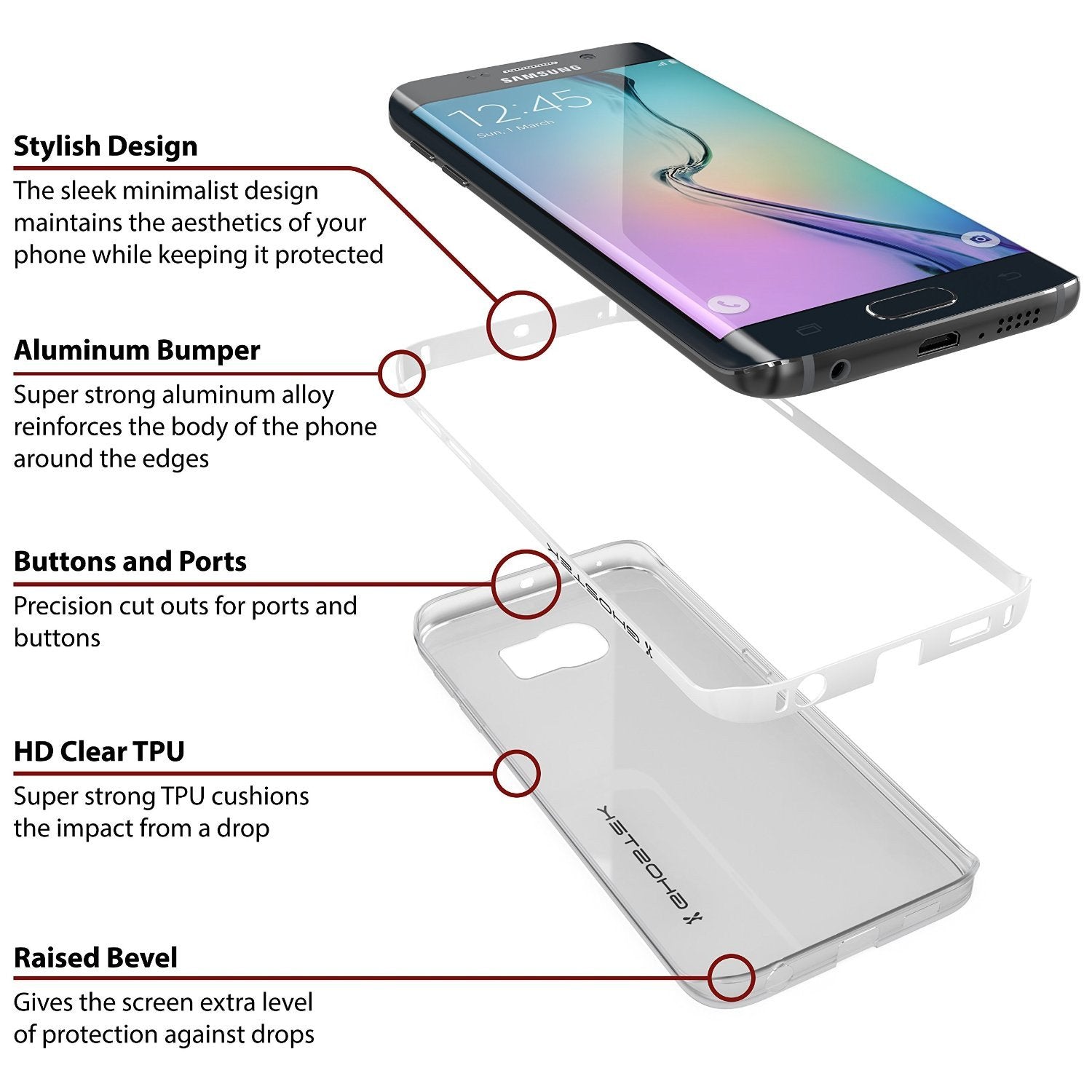 Galaxy S6 Edge Case, Ghostek White Cloak Series Slim Hybrid Impact Armor | Lifetime Warranty - PunkCase NZ