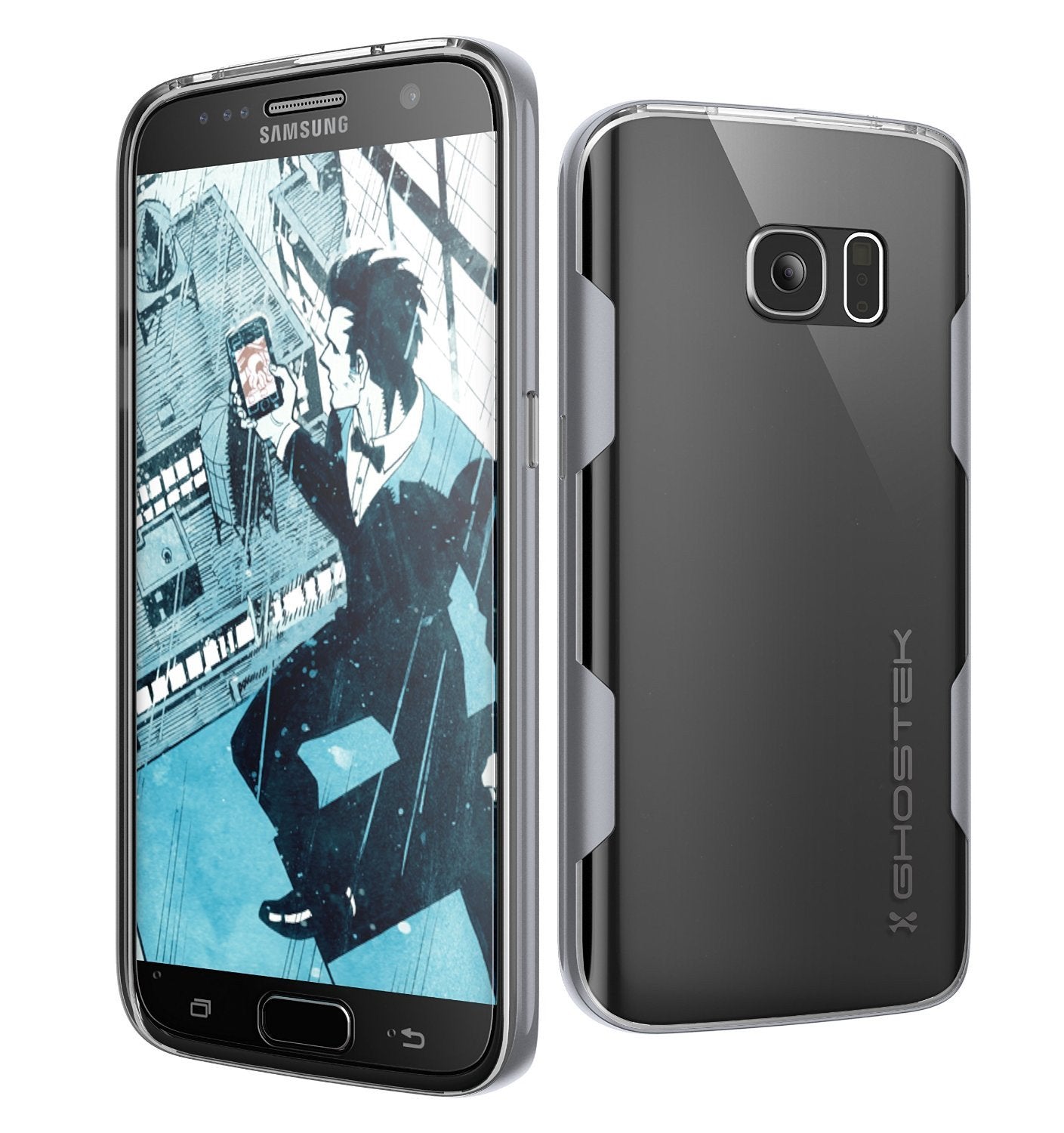 Galaxy S7 Case, Ghostek Cloak Series Silver  Slim Premium Protective Hybrid Impact Glass Armor