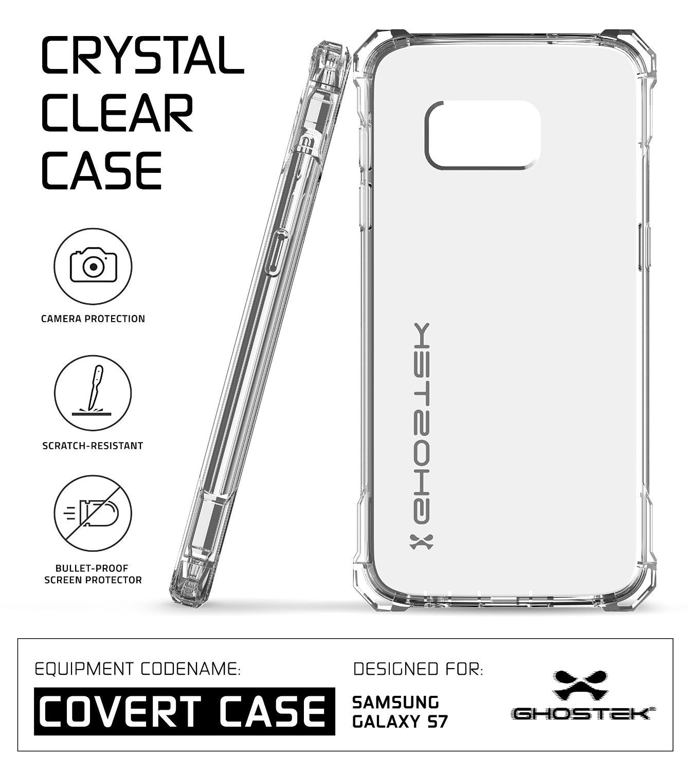 Galaxy S7 Case, Ghostek® Covert Clear Series w/ Premium Impact Cover Screen Protector | Warranty - PunkCase NZ