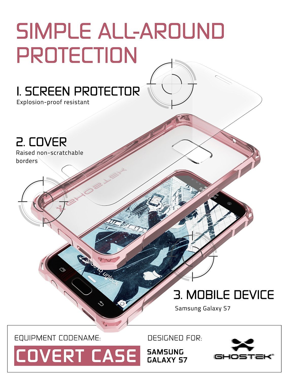 Galaxy S7 Case, Ghostek® Covert Pink Series Premium Impact Cover | Lifetime Warranty Exchange - PunkCase NZ