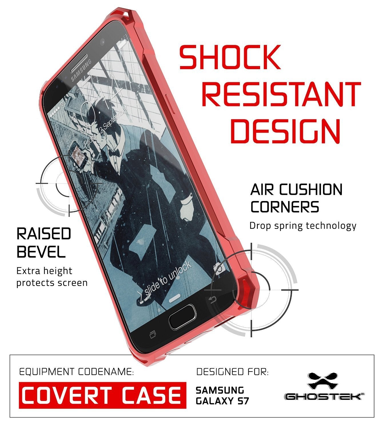 Galaxy S7 Case, Ghostek® Covert Red Series Premium Impact Cover | Lifetime Warranty Exchange - PunkCase NZ