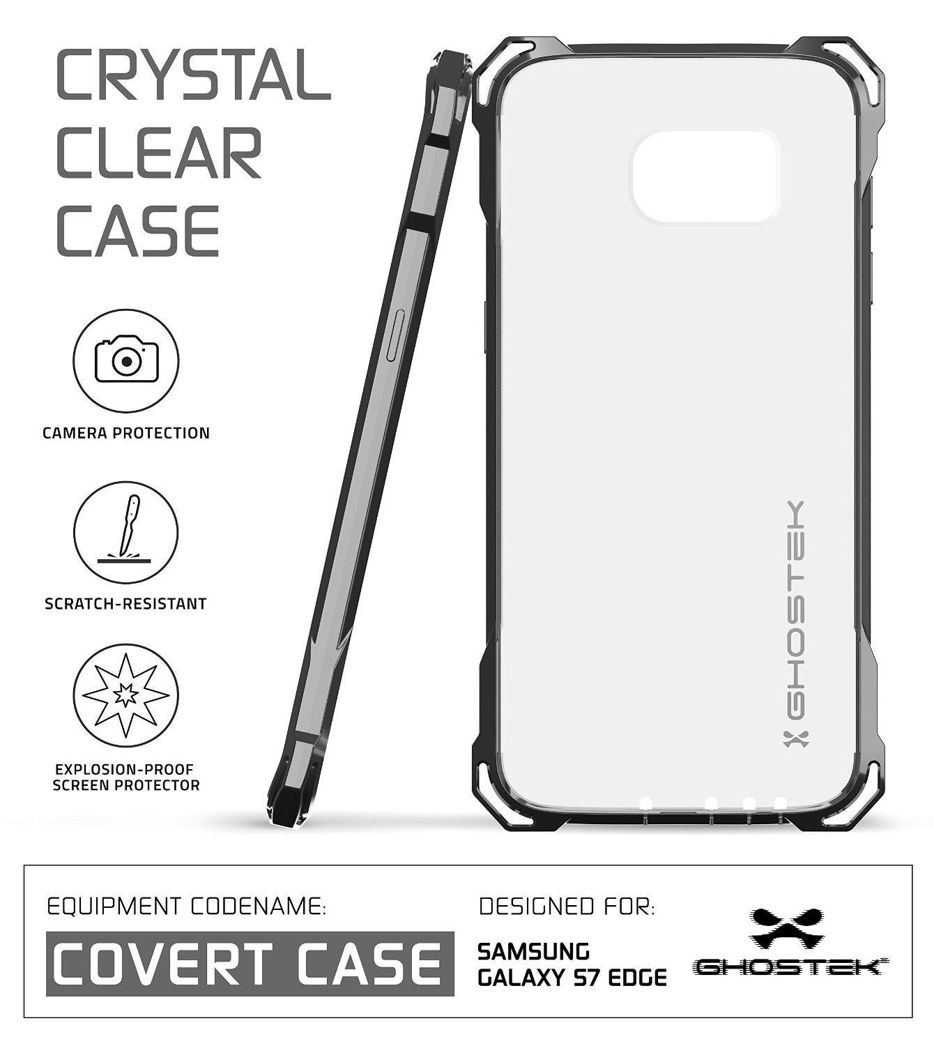S7 Edge Case, Ghostek® Covert Dark Grey  Premium Impact Cover w/Screen Protector | Warranty - PunkCase NZ