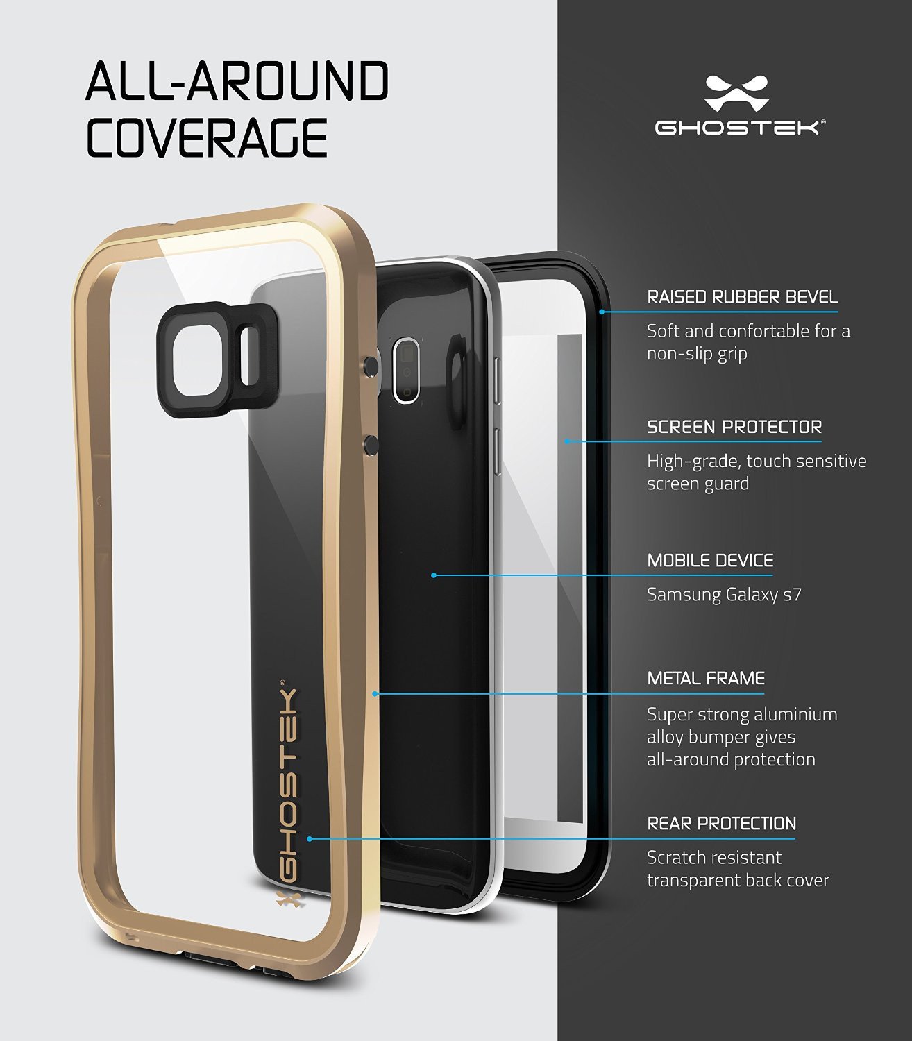Galaxy S7 Waterproof Case, Ghostek Atomic 2.0 Gold  Water/Shock/Dirt/Snow Proof | Lifetime Warranty - PunkCase NZ