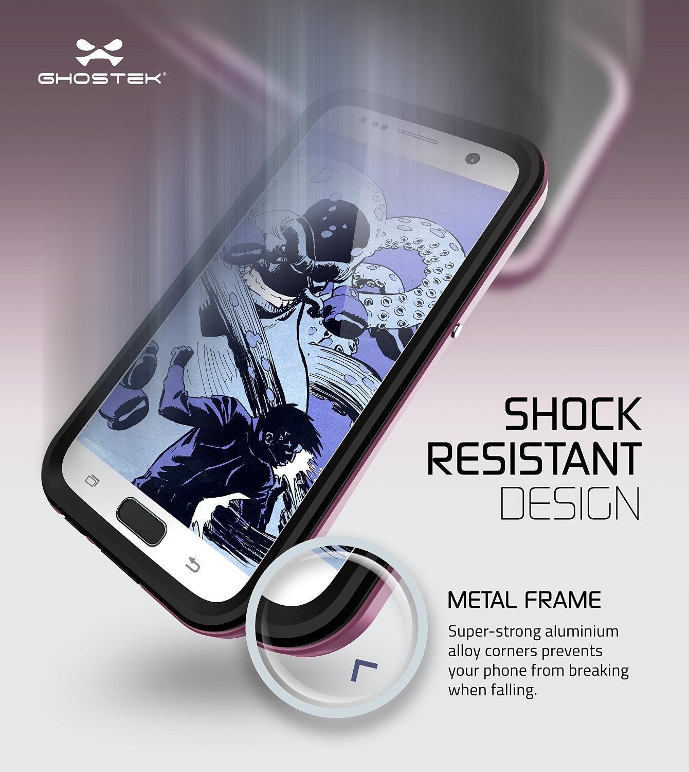 Galaxy S7 Waterproof Case, Ghostek® Atomic 2.0 Pink Water/Shock/Dirt/Snow Proof | Lifetime Warranty - PunkCase NZ