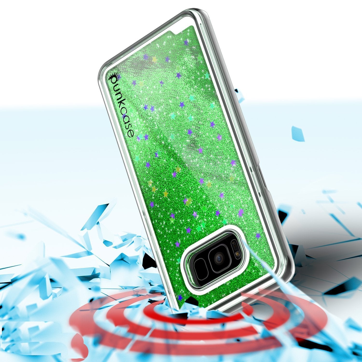 Galaxy S8 Case, Punkcase Liquid Green Series Protective Dual Layer Floating Glitter Cover - PunkCase NZ