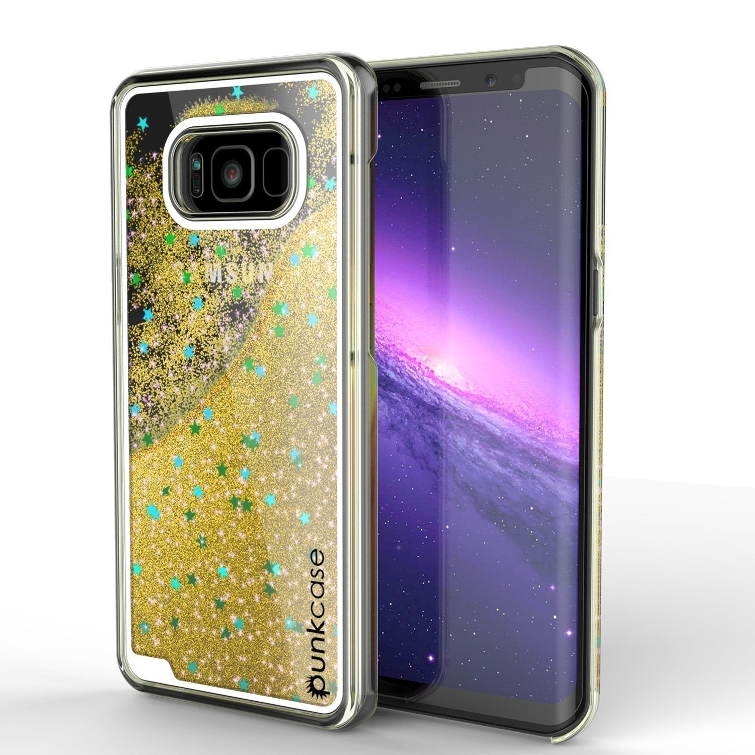 Galaxy S8 Case, Punkcase [Liquid Series] Protective Dual Layer Floating Glitter Cover with lots of Bling & Sparkle + PunkShield Screen Protector for Samsung S8 [Gold] - PunkCase NZ