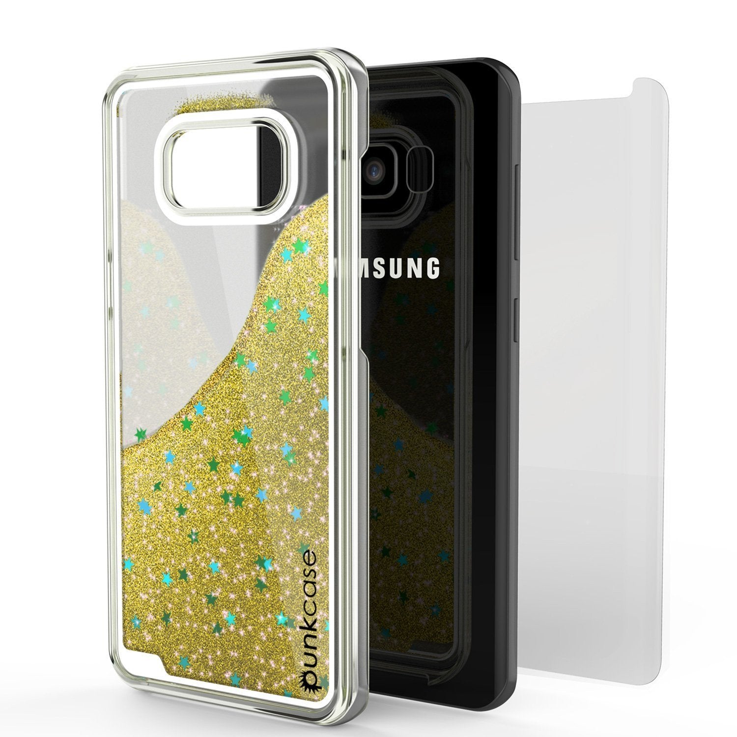 Galaxy S8 Case, Punkcase Liquid Gold Series Protective Dual Layer Floating Glitter Cover - PunkCase NZ