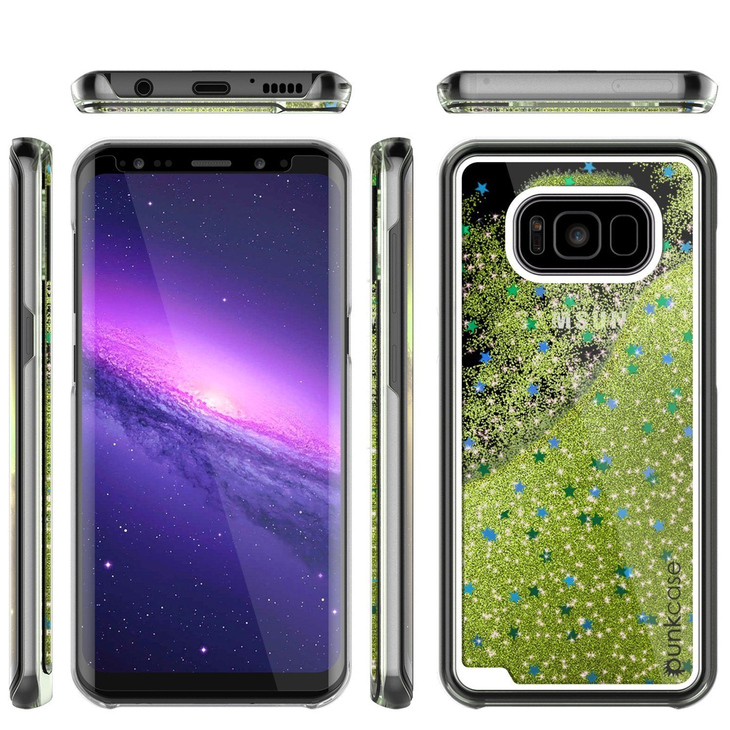 Galaxy S8 Case, Punkcase [Liquid Series] Protective Dual Layer Floating Glitter Cover with lots of Bling & Sparkle + PunkShield Screen Protector for Samsung S8 [Light Green] - PunkCase NZ