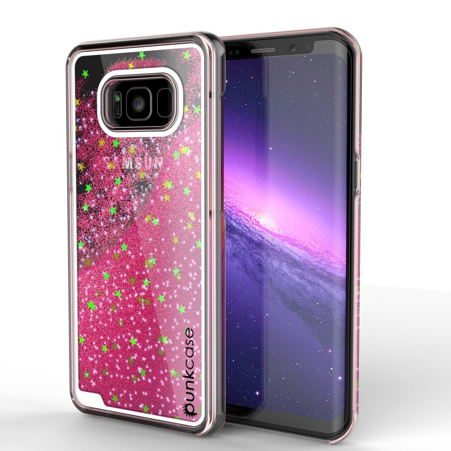 Galaxy S8 Case, Punkcase [Liquid Series] Protective Dual Layer Floating Glitter Cover with lots of Bling & Sparkle + PunkShield Screen Protector for Samsung S8 [Pink]