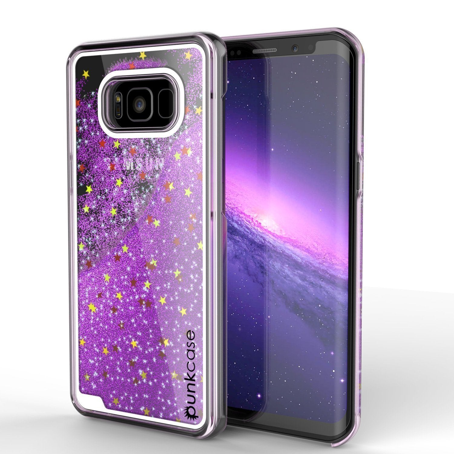 Galaxy S8 Case, Punkcase [Liquid Series] Protective Dual Layer Floating Glitter Cover with lots of Bling & Sparkle + PunkShield Screen Protector for Samsung S8 [Purp