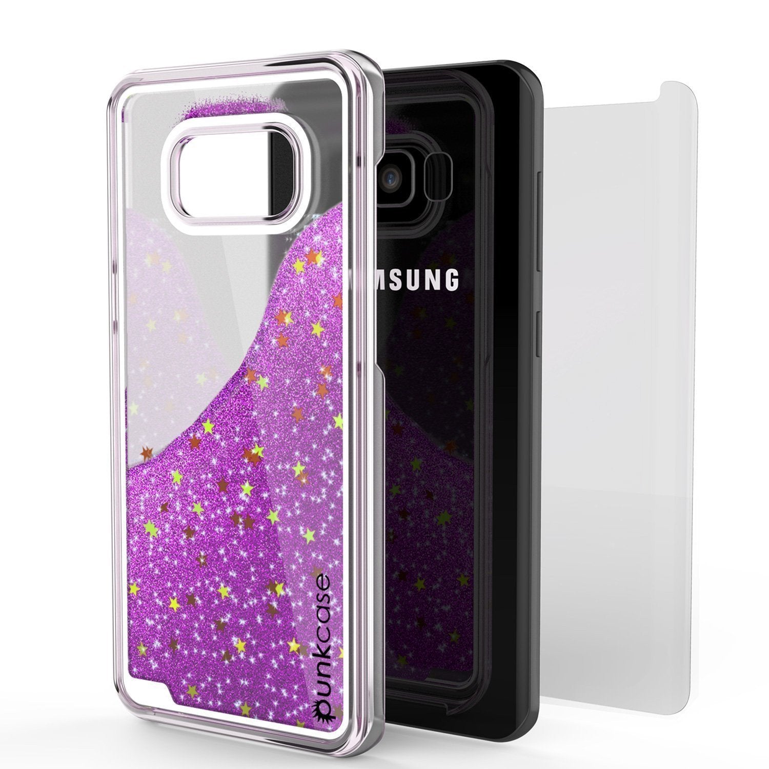 Galaxy S8 Case, Punkcase [Liquid Series] Protective Dual Layer Floating Glitter Cover with lots of Bling & Sparkle + PunkShield Screen Protector for Samsung S8 [Purp - PunkCase NZ