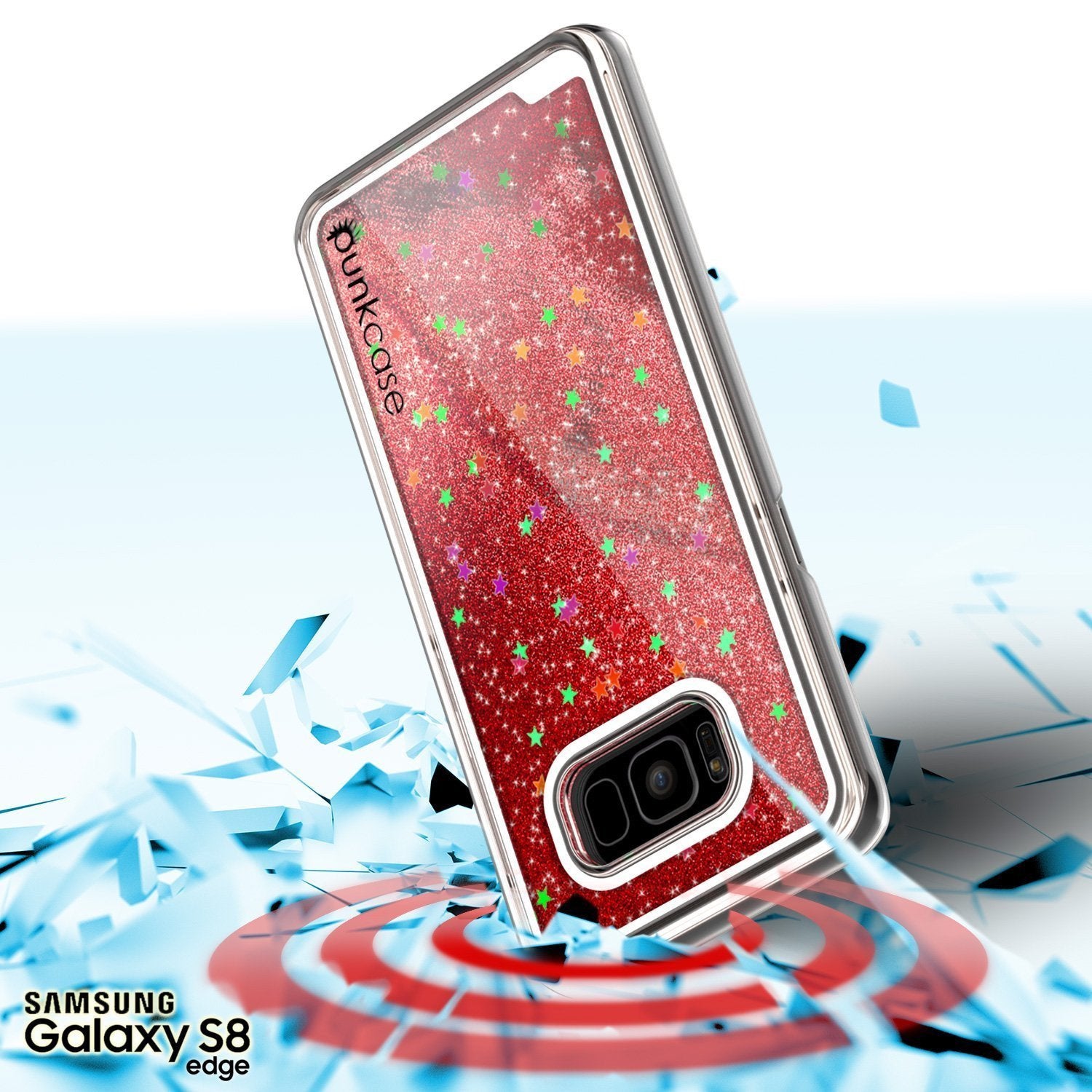Galaxy S8 Case, Punkcase [Liquid Series] Protective Dual Layer Floating Glitter Cover with lots of Bling & Sparkle + PunkShield Screen Protector for Samsung S8 [Red] - PunkCase NZ