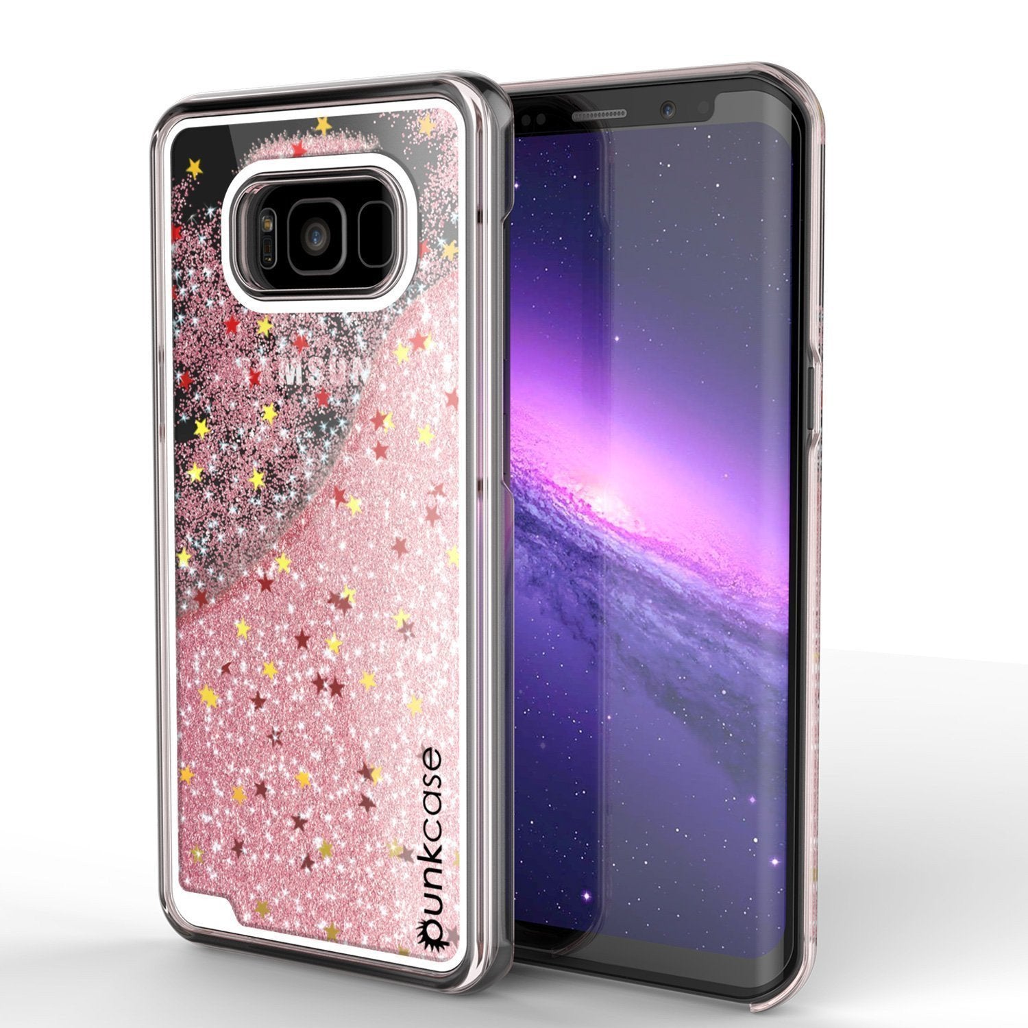 Galaxy S8 Case, Punkcase [Liquid Series] Protective Dual Layer Floating Glitter Cover with lots of Bling & Sparkle + PunkShield Screen Protector for Samsung S8 [Rose Gold]