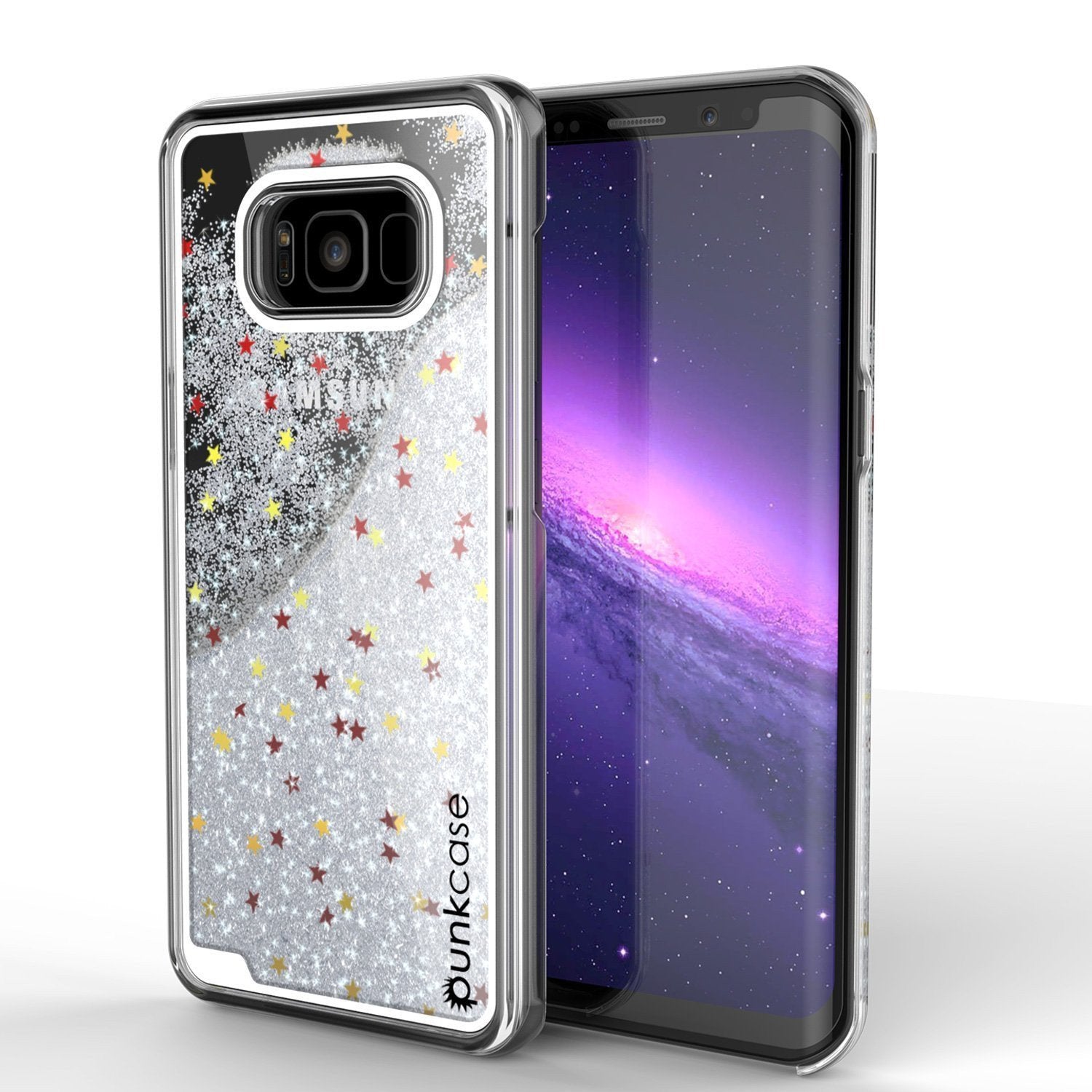 Galaxy S8 Case, Punkcase [Liquid Series] Protective Dual Layer Floating Glitter Cover with lots of Bling & Sparkle + PunkShield Screen Protector for Samsung S8 [Silver]