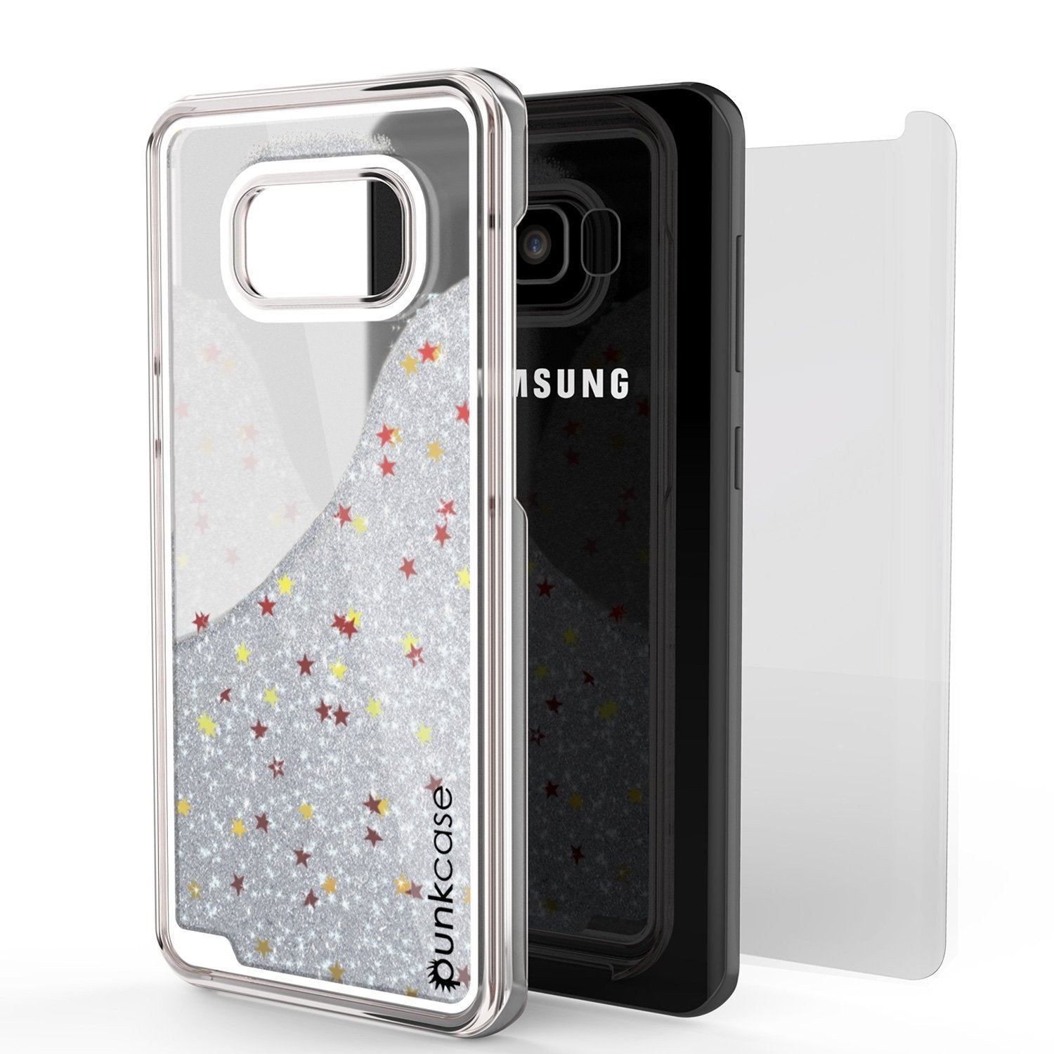 Galaxy S8 Case, Punkcase [Liquid Series] Protective Dual Layer Floating Glitter Cover with lots of Bling & Sparkle + PunkShield Screen Protector for Samsung S8 [Silver] - PunkCase NZ