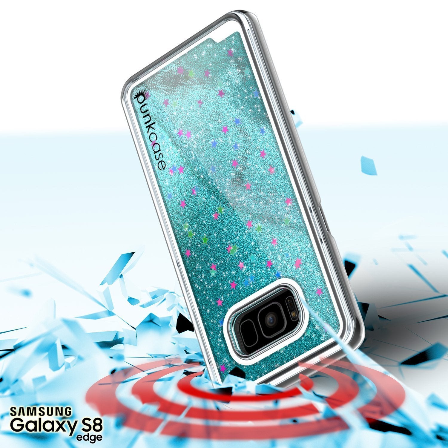 Galaxy S8 Case, Punkcase [Liquid Series] Protective Dual Layer Floating Glitter Cover with lots of Bling & Sparkle + PunkShield Screen Protector for Samsung S8 [Teal] - PunkCase NZ