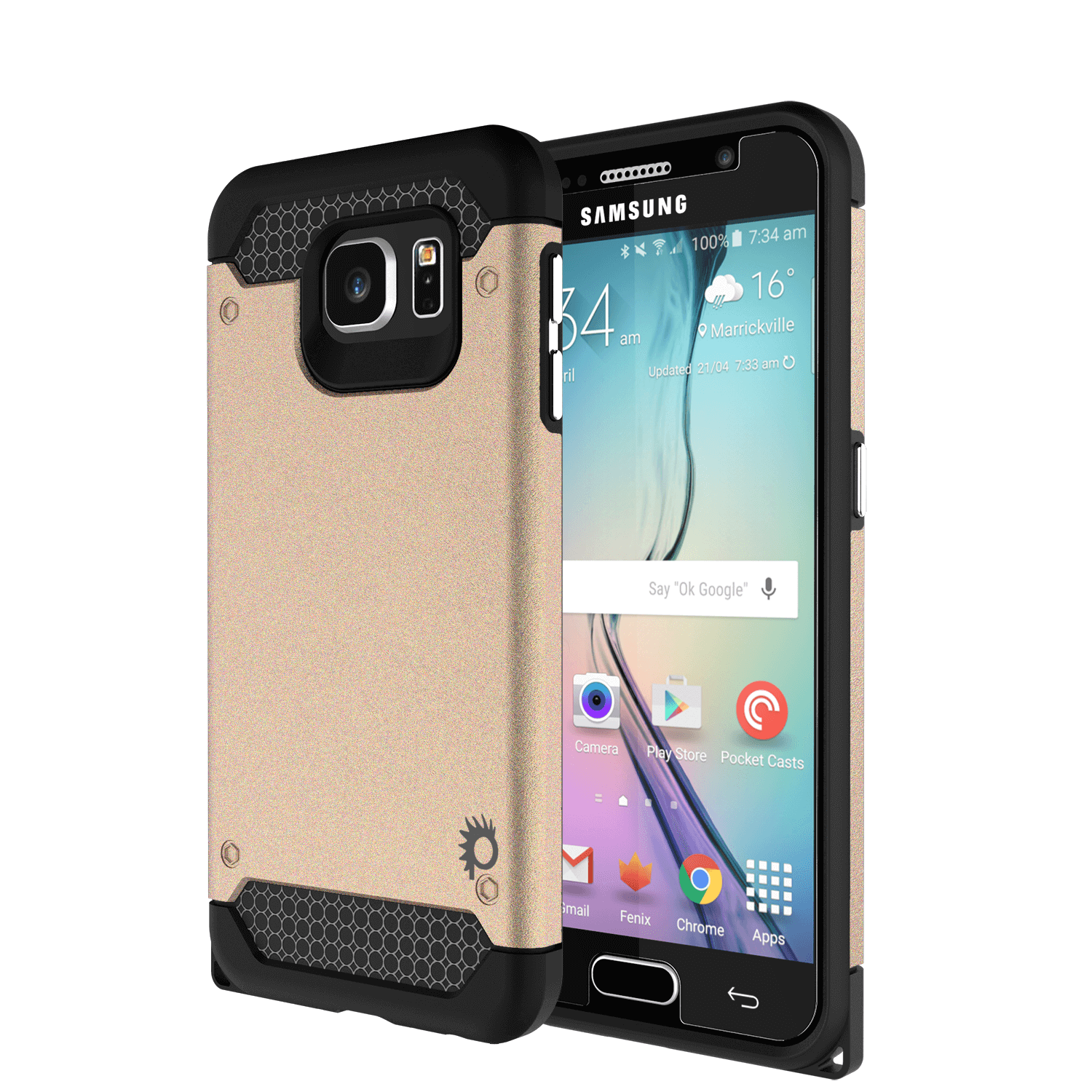 Galaxy s6 Case PunkCase Galactic Gold Series Slim Armor Soft Cover Case w/ Tempered Glass