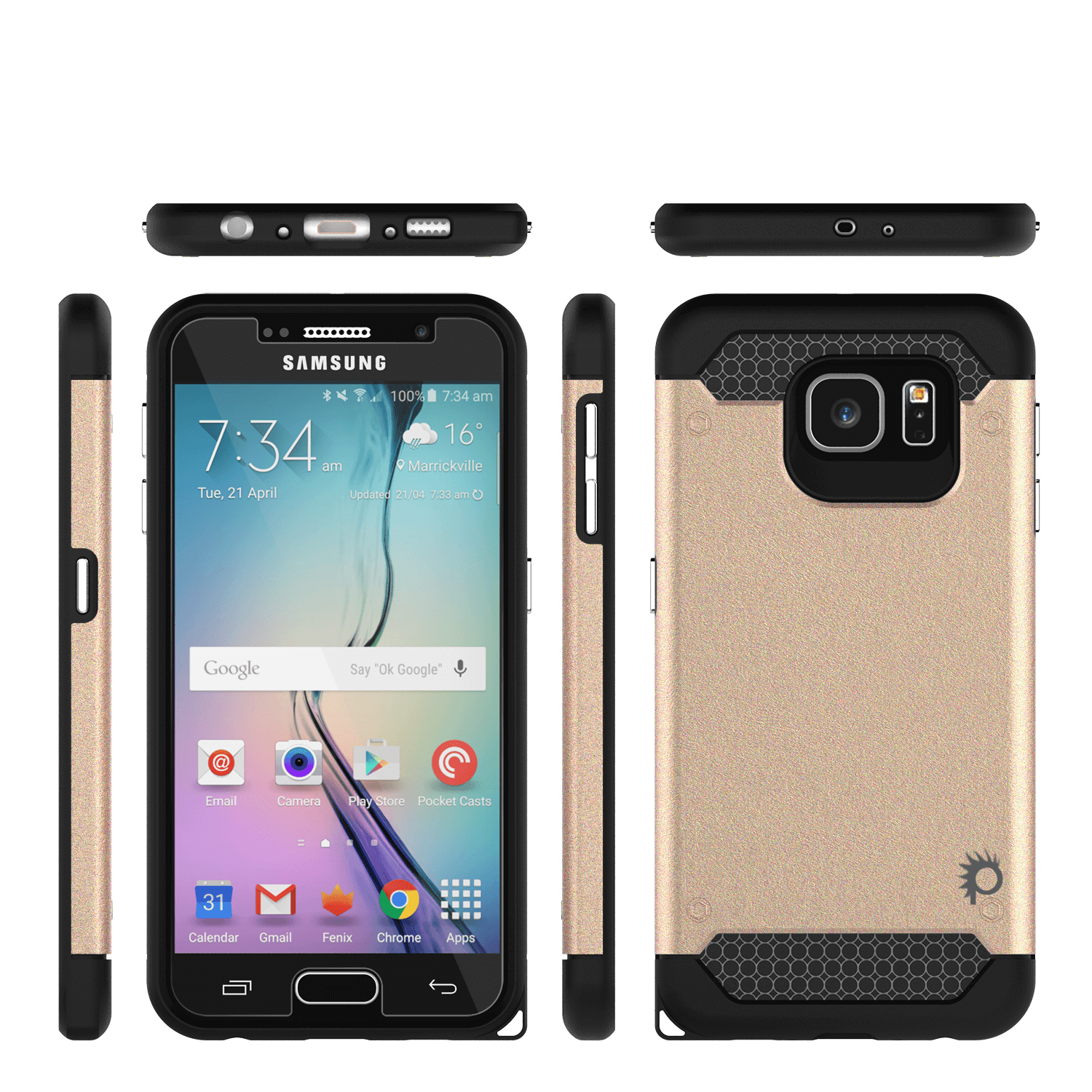 Galaxy s6 Case PunkCase Galactic Gold Series Slim Armor Soft Cover Case w/ Tempered Glass - PunkCase NZ