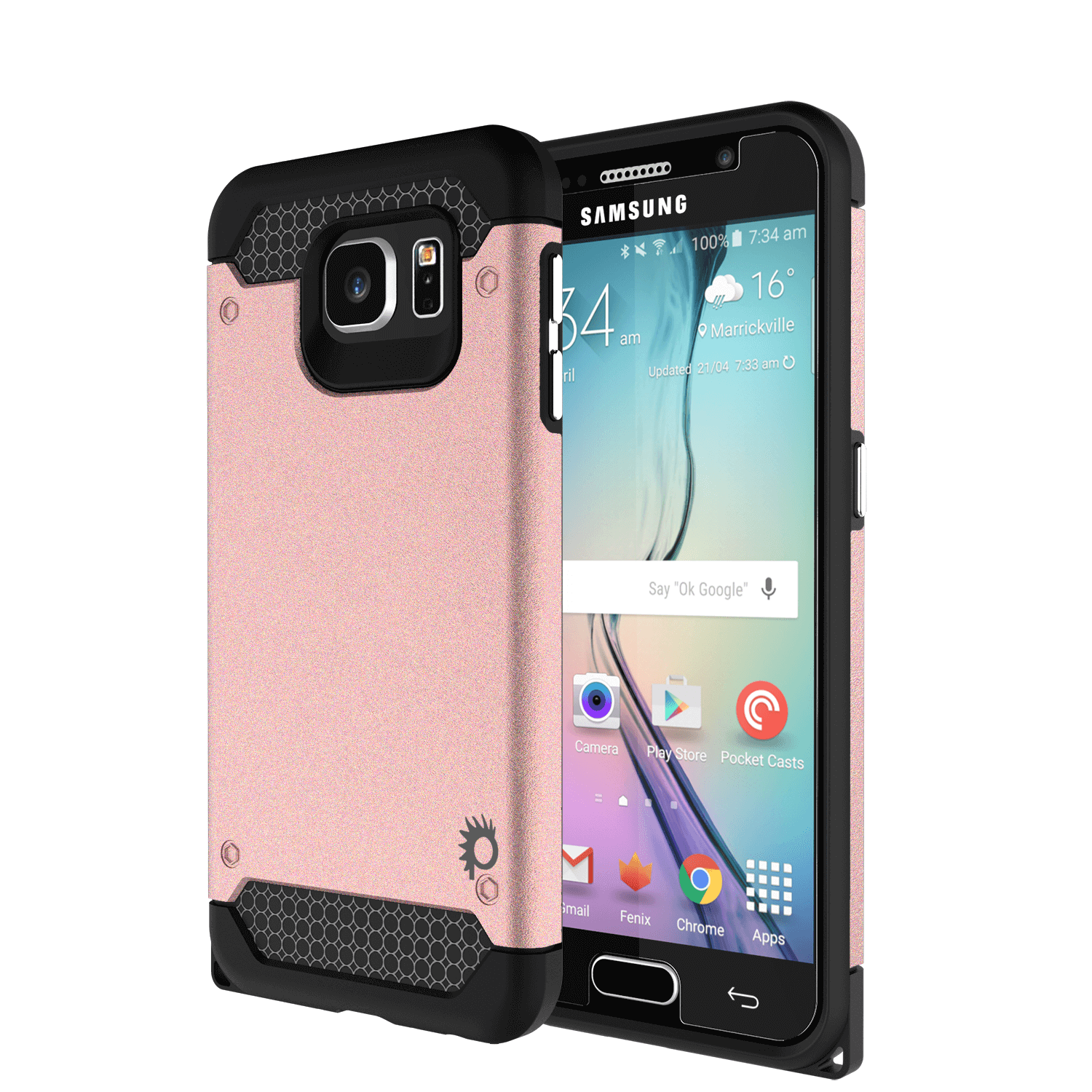 Galaxy s6Case PunkCase Galactic Rose Gold Series Slim Protective Armor Soft Cover Case w/ Tempered Glass Protector Lifetime Warranty