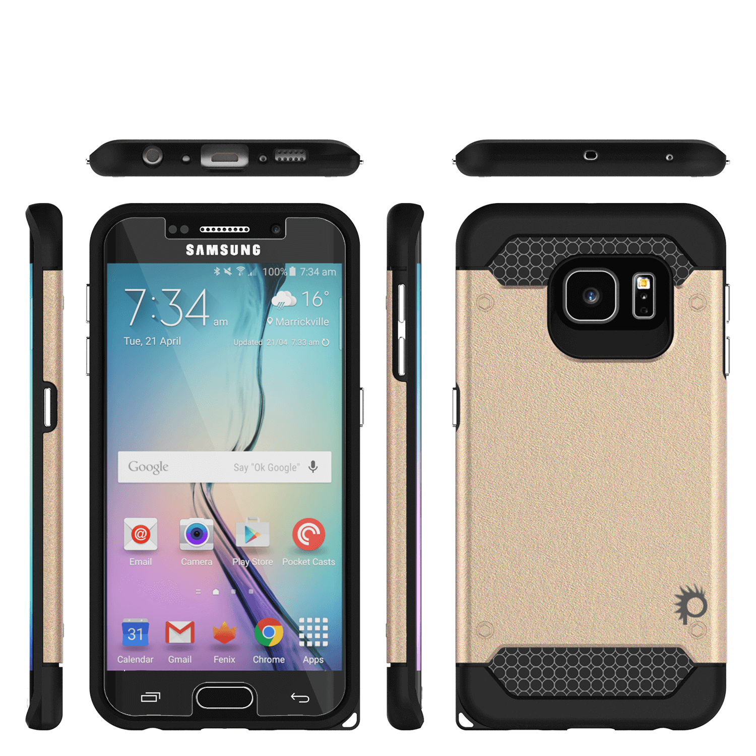 Galaxy s6 EDGE Case PunkCase Galactic Gold Series Slim Armor Soft Cover w/ Screen Protector - PunkCase NZ