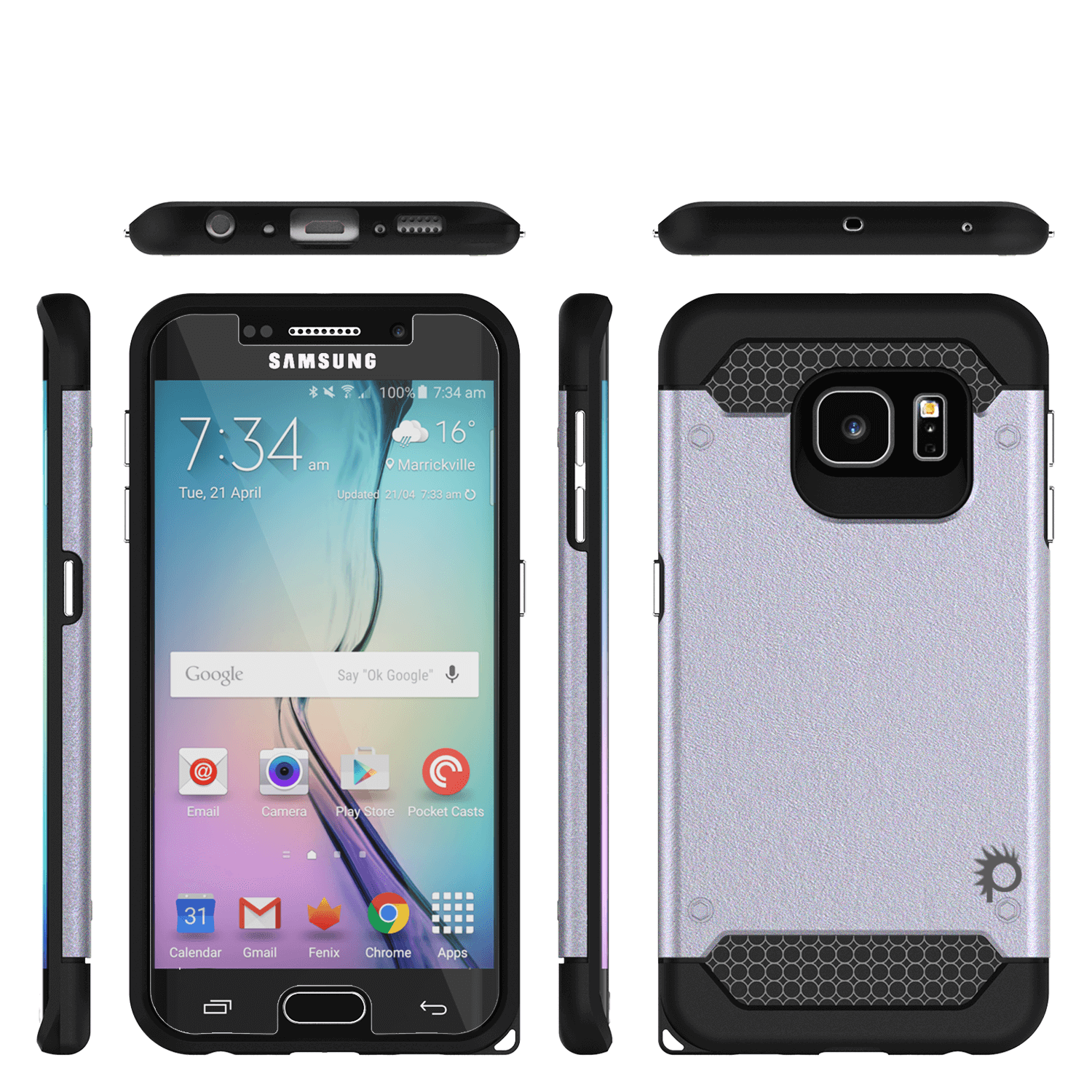 Galaxy s6 EDGE Case PunkCase Galactic SIlver Series Slim Armor Soft Cover w/ Screen Protector - PunkCase NZ