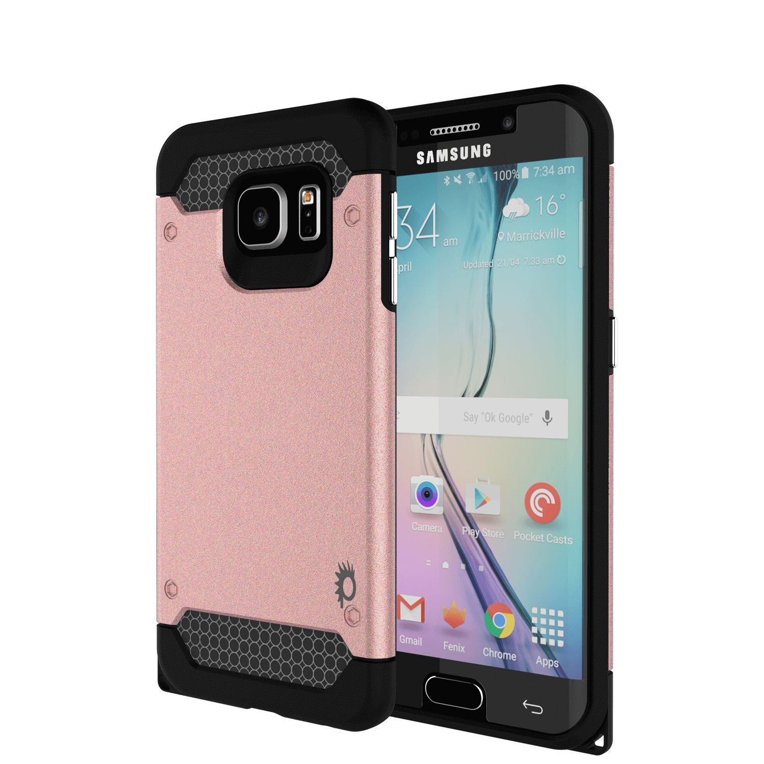 Galaxy s6 EDGE Case PunkCase Galactic Rose Gold Series Slim Armor Soft Cover w/ Screen Protector