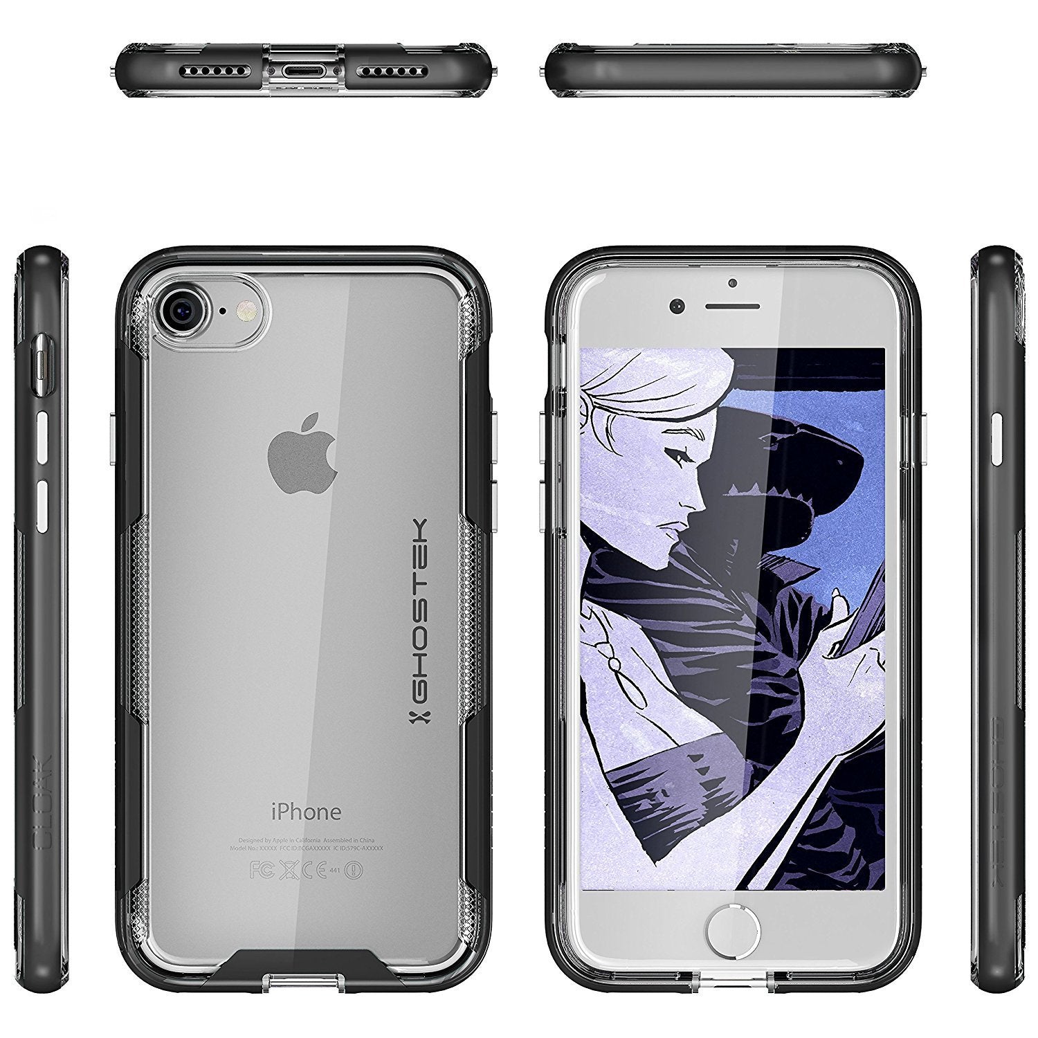 iPhone 8 Case, Ghostek Cloak 3 Series Case for iPhone 8 Case Clear Protective Case [Black] - PunkCase NZ