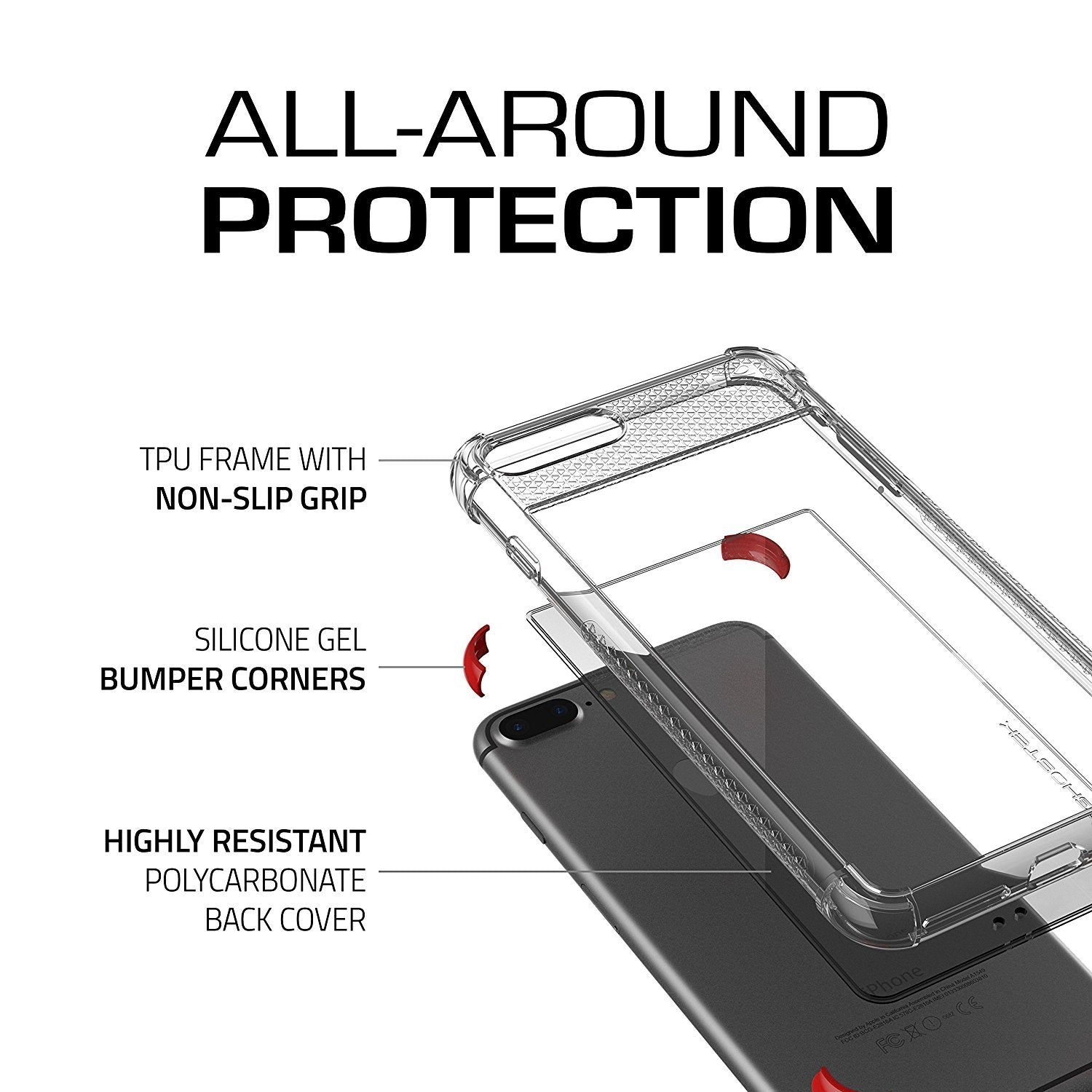 iPhone 8+ Plus Case, Ghostek Covert 2 Series for iPhone 8+ Plus Protective Case [ Red] - PunkCase NZ