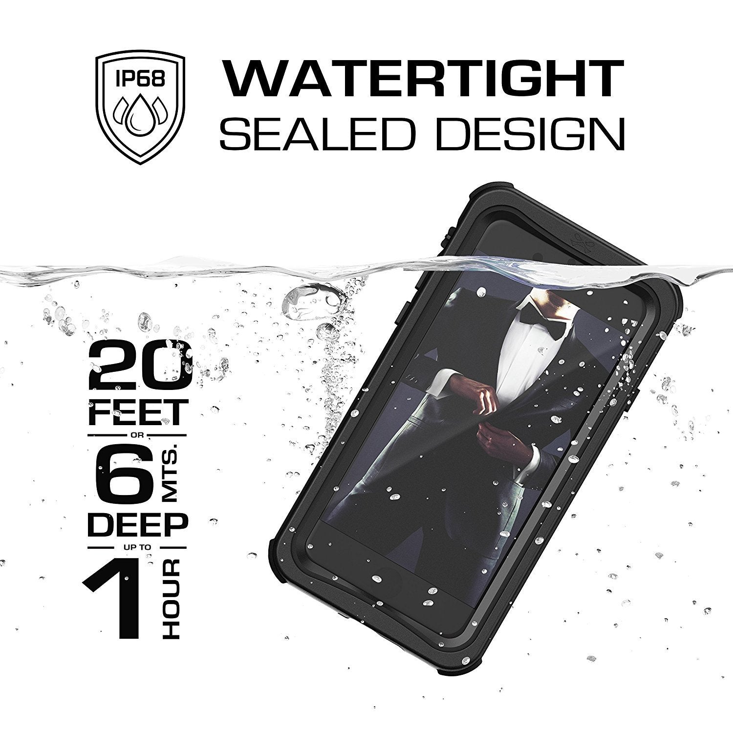 iPhone  7  Waterproof Case, Ghostek Nautical Series for iPhone  7  | Slim Underwater Protection | Ultra Fit | Swimming (Black) - PunkCase NZ
