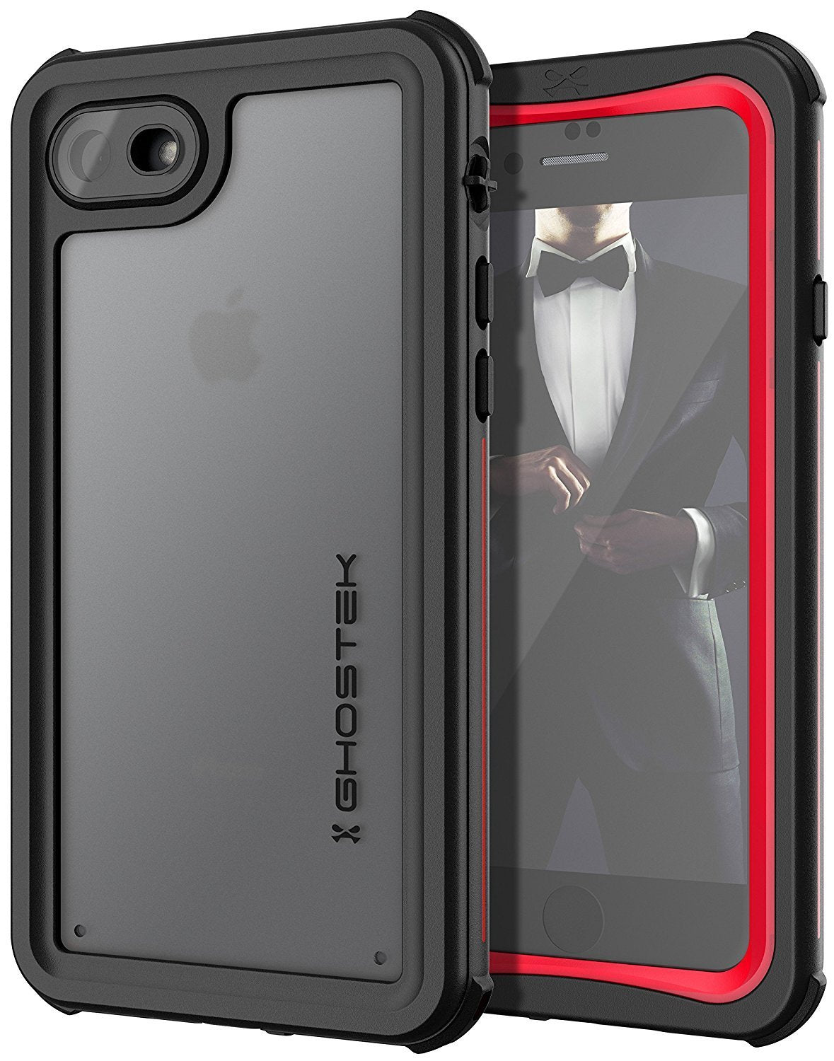 iPhone  7  Waterproof Case, Ghostek Nautical Series for iPhone  7  | Slim Underwater Protection | Adventure Duty | Ultra Fit | Swimming (Red)