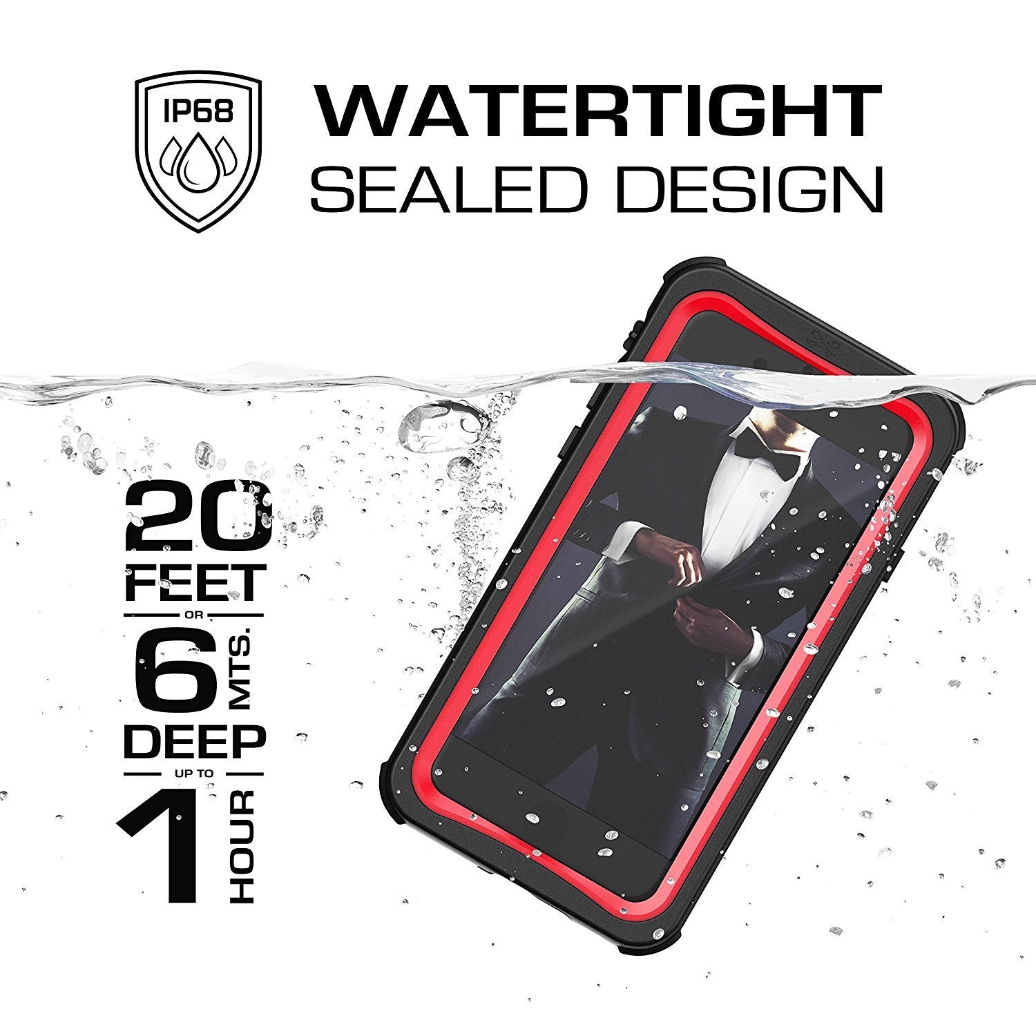 iPhone  7  Waterproof Case, Ghostek Nautical Series for iPhone  7  | Slim Underwater Protection | Adventure Duty | Ultra Fit | Swimming (Red) - PunkCase NZ