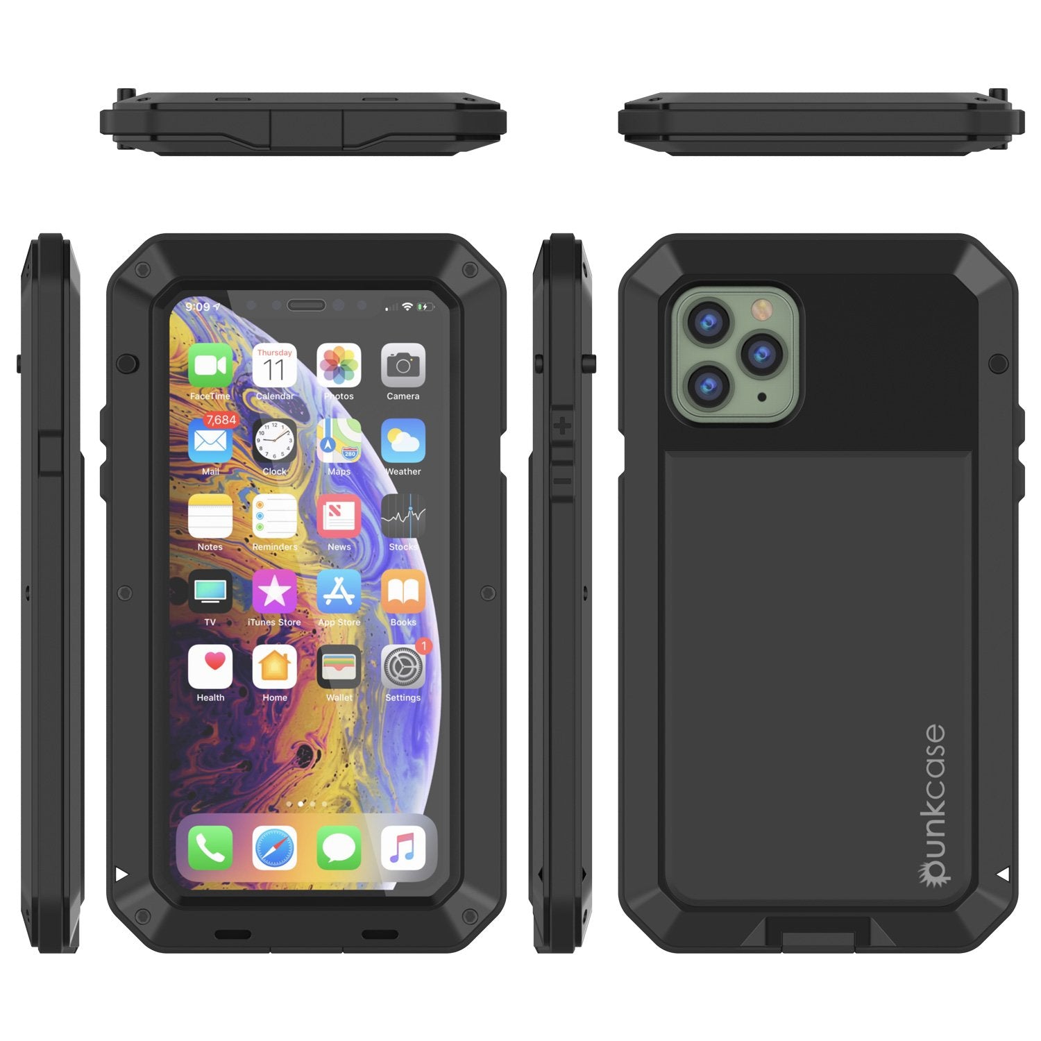 iPhone 11 Pro Max Metal Case, Heavy Duty Military Grade Armor Cover [shock proof] Full Body Hard [Black]
