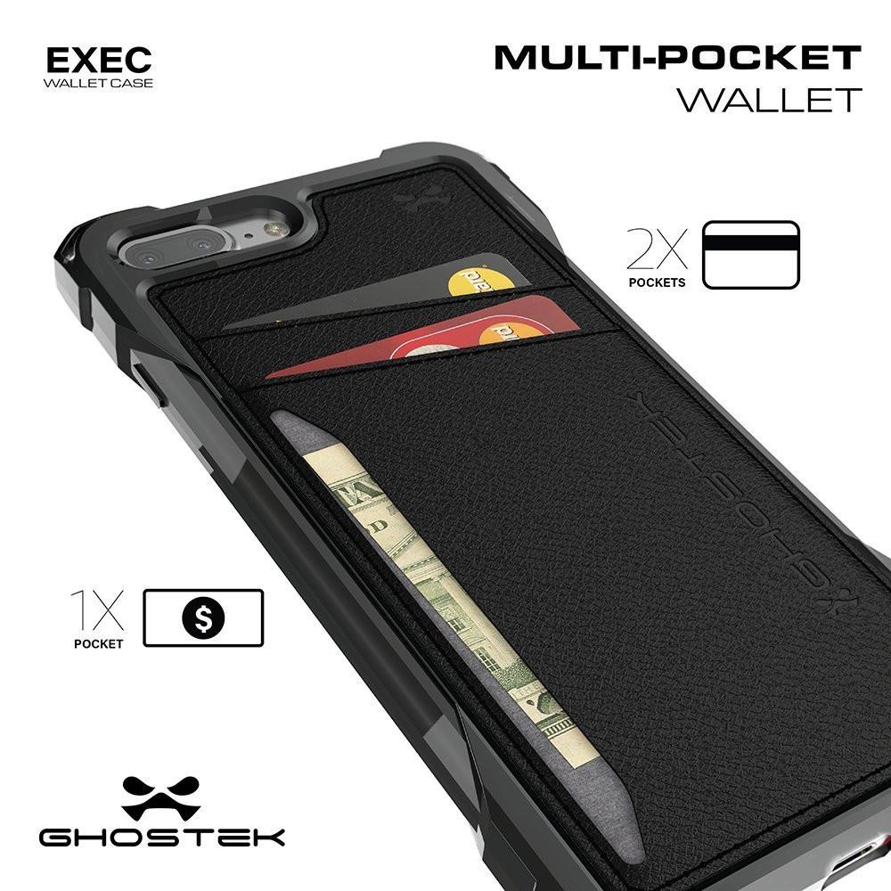 iPhone 7+ Plus Wallet Case, Ghostek Exec Pink Series | Slim Armor Hybrid Impact Bumper | TPU PU Leather Credit Card Slot Holder Sleeve Cover - PunkCase NZ