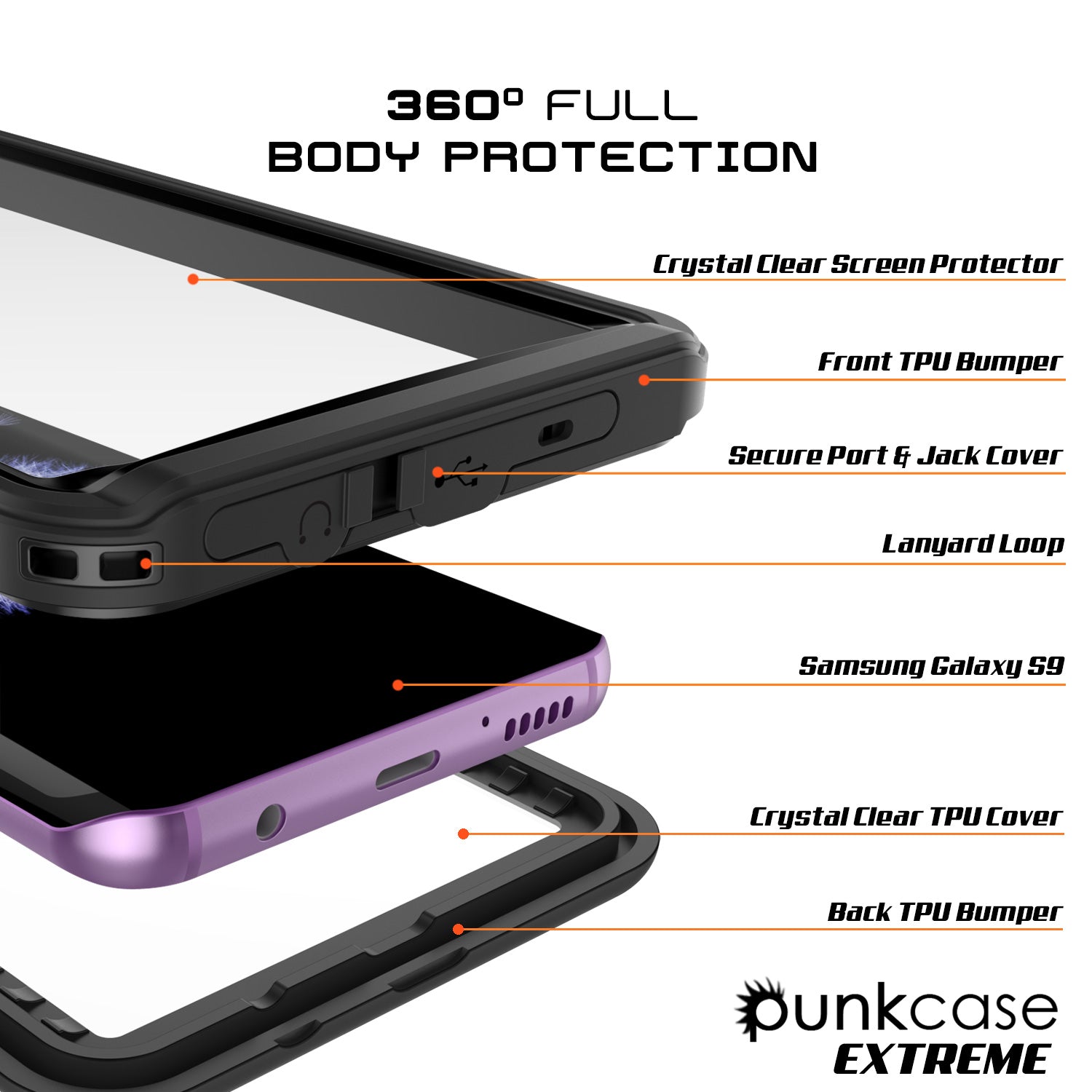 Galaxy S9 PLUS Waterproof Case, Punkcase [Extreme Series] [Slim Fit] [Shock/Snow proof] [Dirproof] Armor Cover W/ Built In Screen Protector [Black] - PunkCase NZ