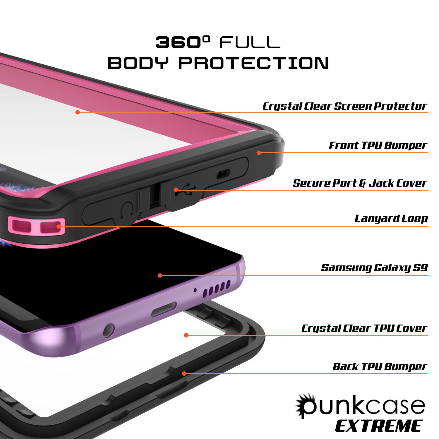 Galaxy S9 Waterproof Case, Punkcase [Extreme Series] [Slim Fit] [IP68 Certified] [Shockproof] [Snowproof] [Dirproof] Armor Cover W/ Built In Screen Protector for Samsung Galaxy S9 [Pink] - PunkCase NZ
