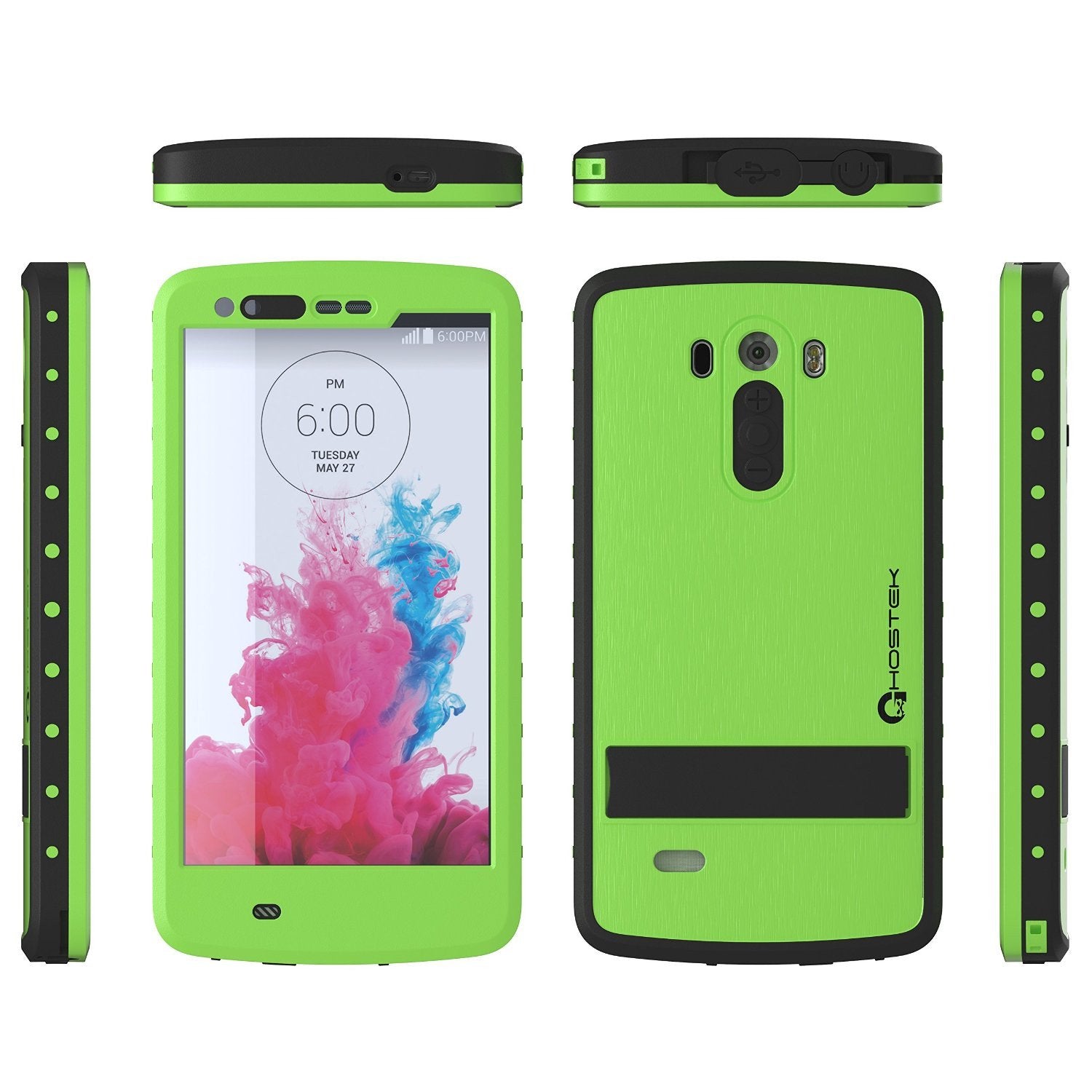 LG G3 Waterproof Case, Ghostek Atomic Green W/ Attached Screen Protector Slim Fitted - PunkCase NZ