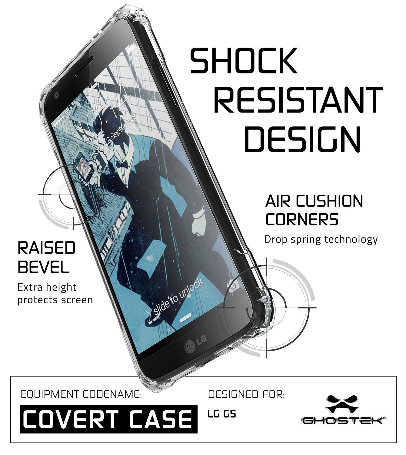 LG G5 Case, Ghostek® Clear Covert Premium Slim Hybrid Protective Cover | Lifetime Warranty Exchange - PunkCase NZ