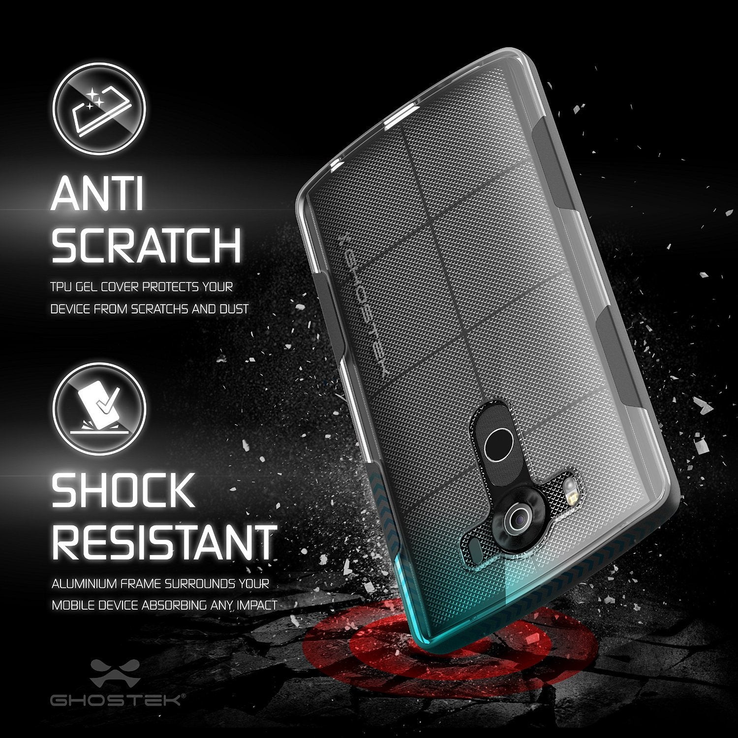 LG V10 Case, Ghostek® Cloak Black Slim Hybrid Impact Armor Cover | Lifetime Warranty Exchange - PunkCase NZ