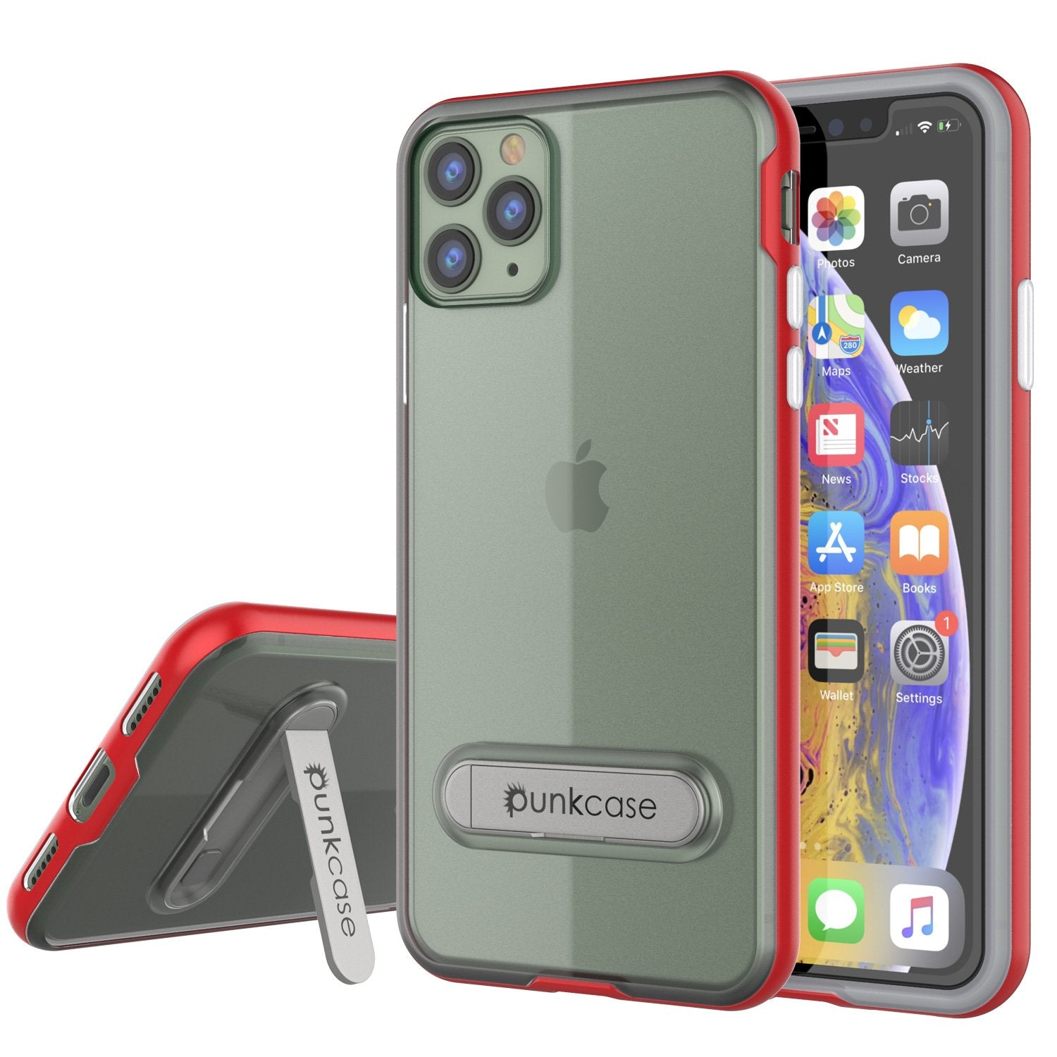 iPhone 12 Pro Case, PUNKcase [LUCID 3.0 Series] [Slim Fit] Protective Cover w/ Integrated Screen Protector [Red]