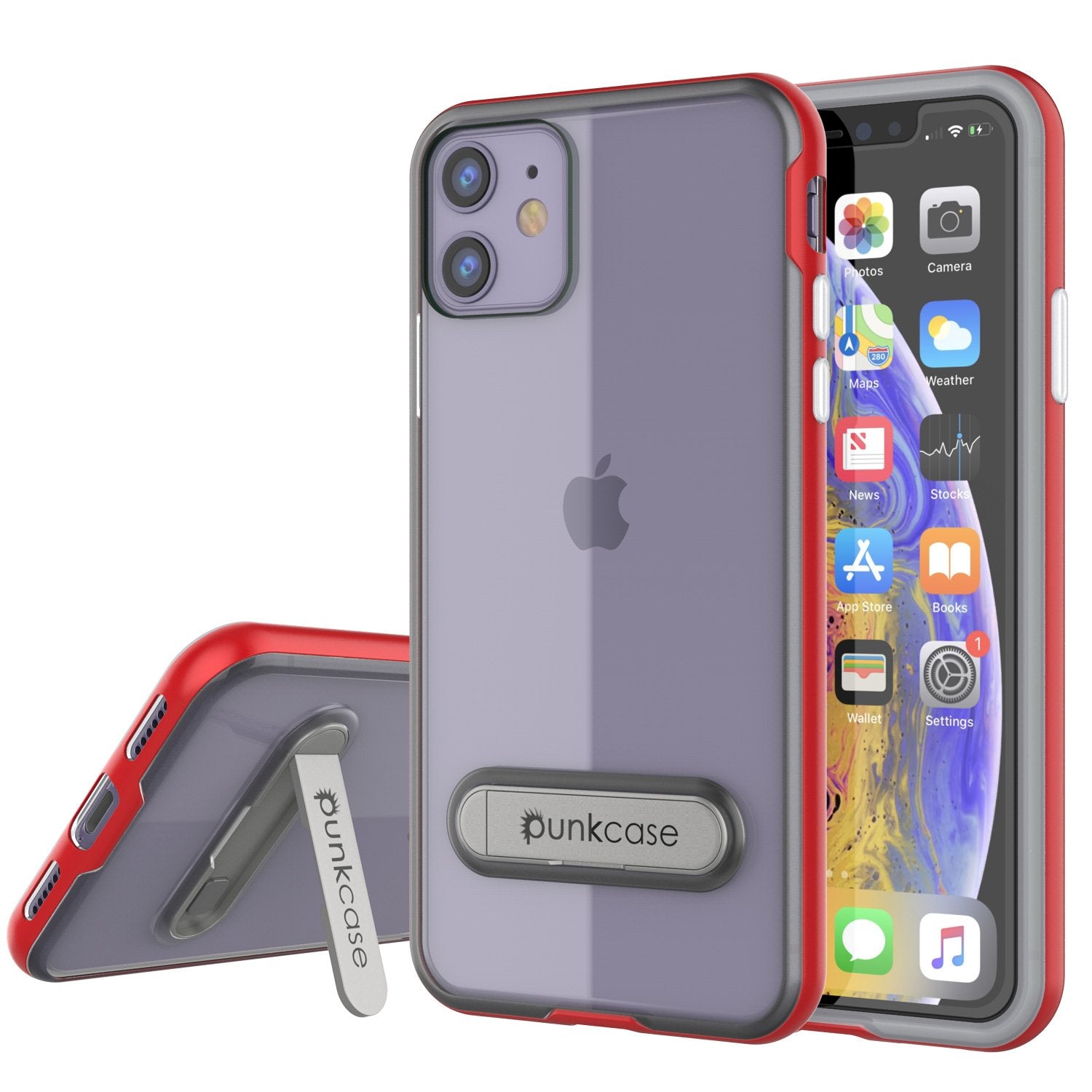 iPhone 12 Case, PUNKcase [LUCID 3.0 Series] [Slim Fit] Protective Cover w/ Integrated Screen Protector [Red]