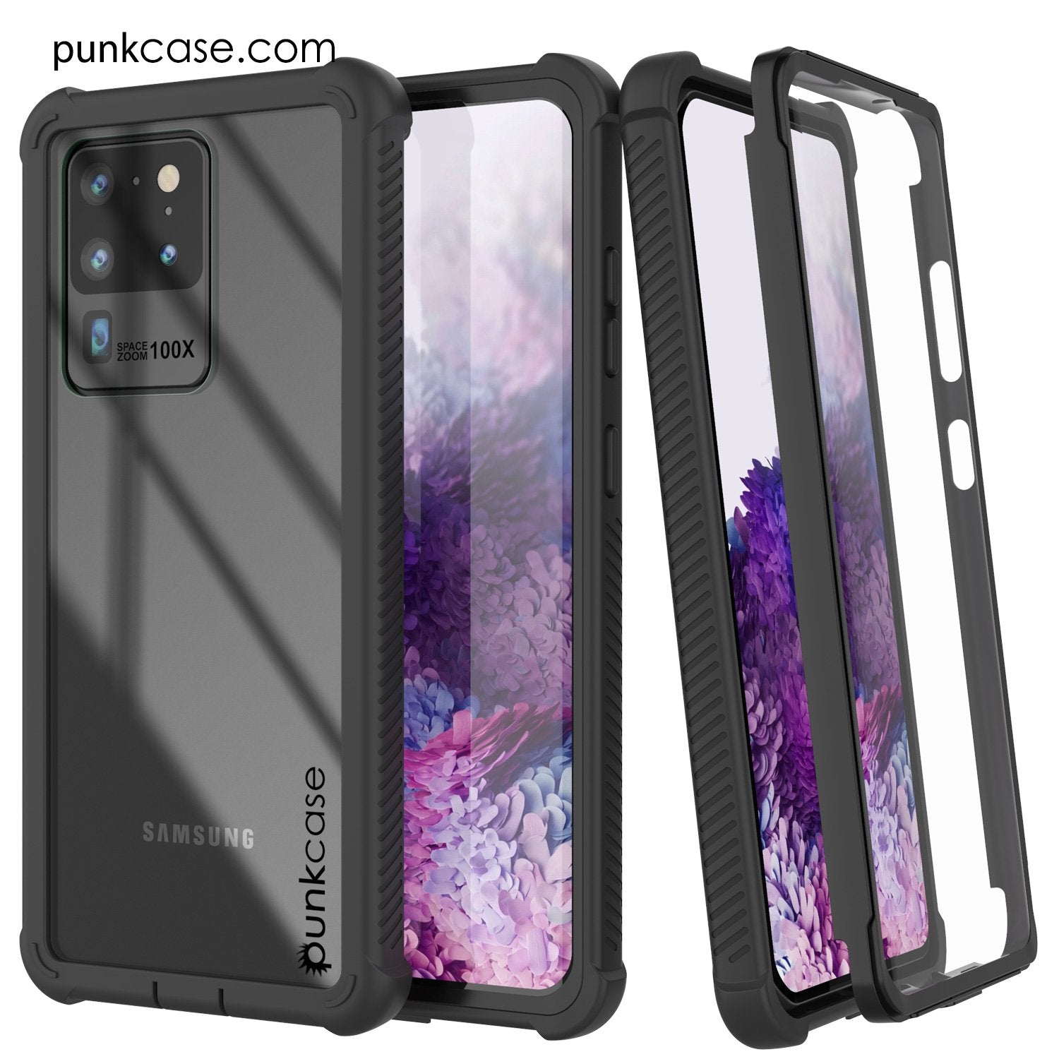 PunkCase Galaxy S20 Ultra Case, [Spartan Series] Clear Rugged Heavy Duty Cover W/Built in Screen Protector [Black]