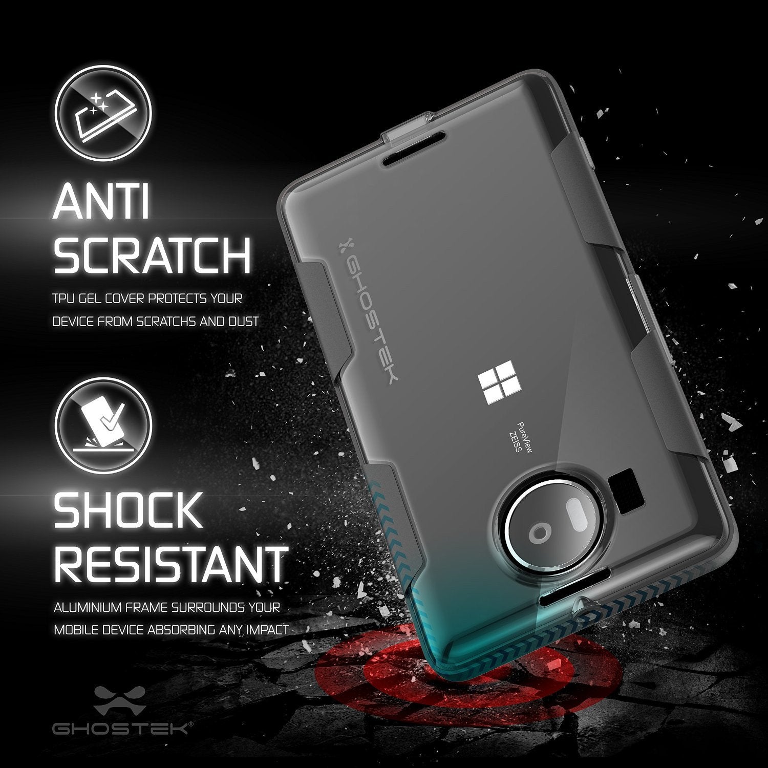 Microsoft Lumia 950 Case, Ghostek® Cloak Black Slim Hybrid Impact Armor | Lifetime Warranty Exchange - PunkCase NZ